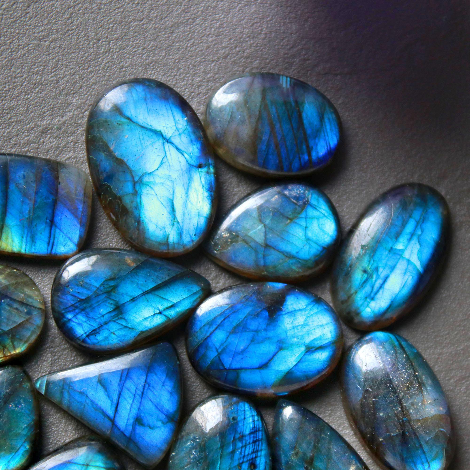 16Pcs 189Ct Natural Labradorite Cabochon Loose Gemstone Lot Jewelry Making Semi-Precious Gemstone 30x10 12x12mm 16488
