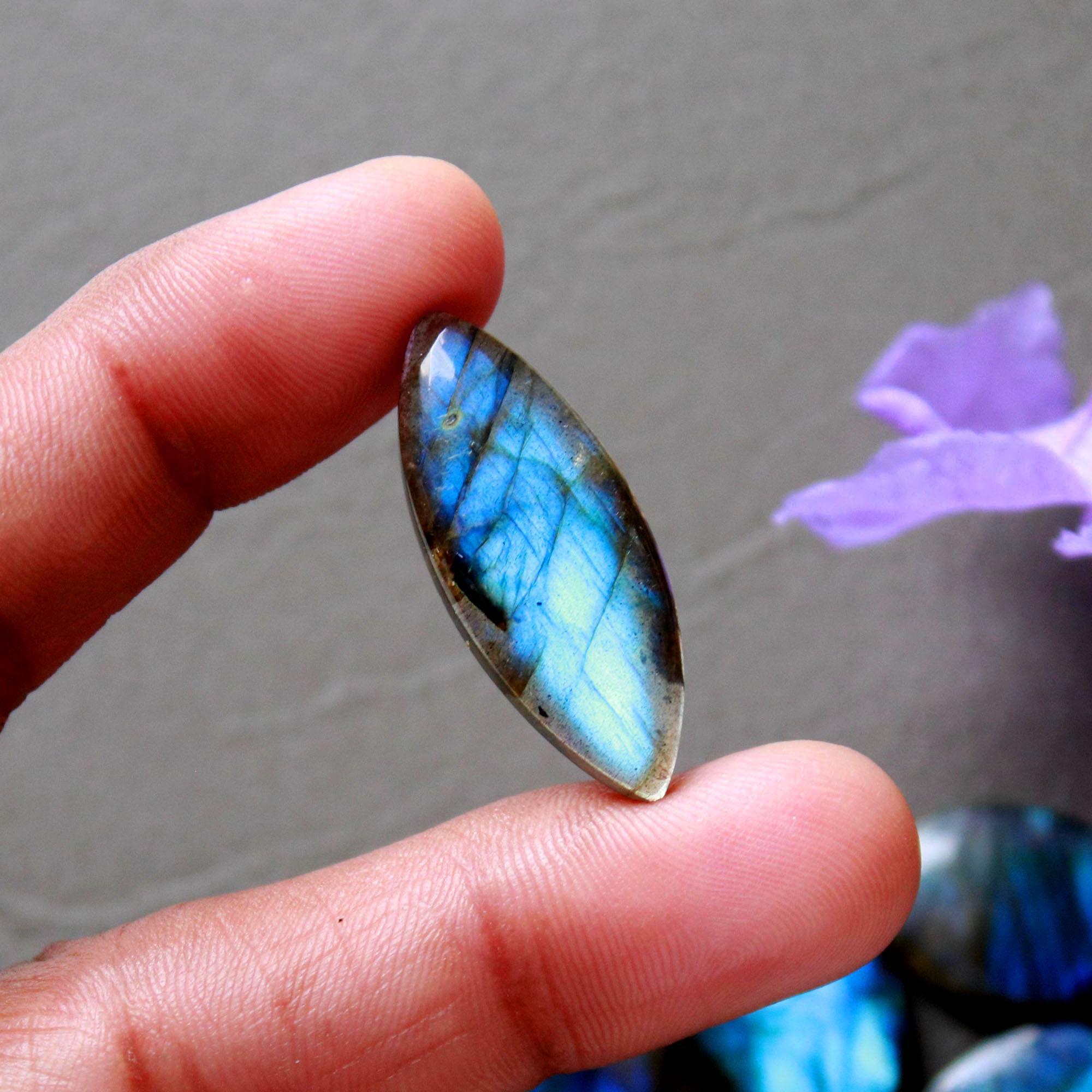 16Pcs 189Ct Natural Labradorite Cabochon Loose Gemstone Lot Jewelry Making Semi-Precious Gemstone 30x10 12x12mm 16488