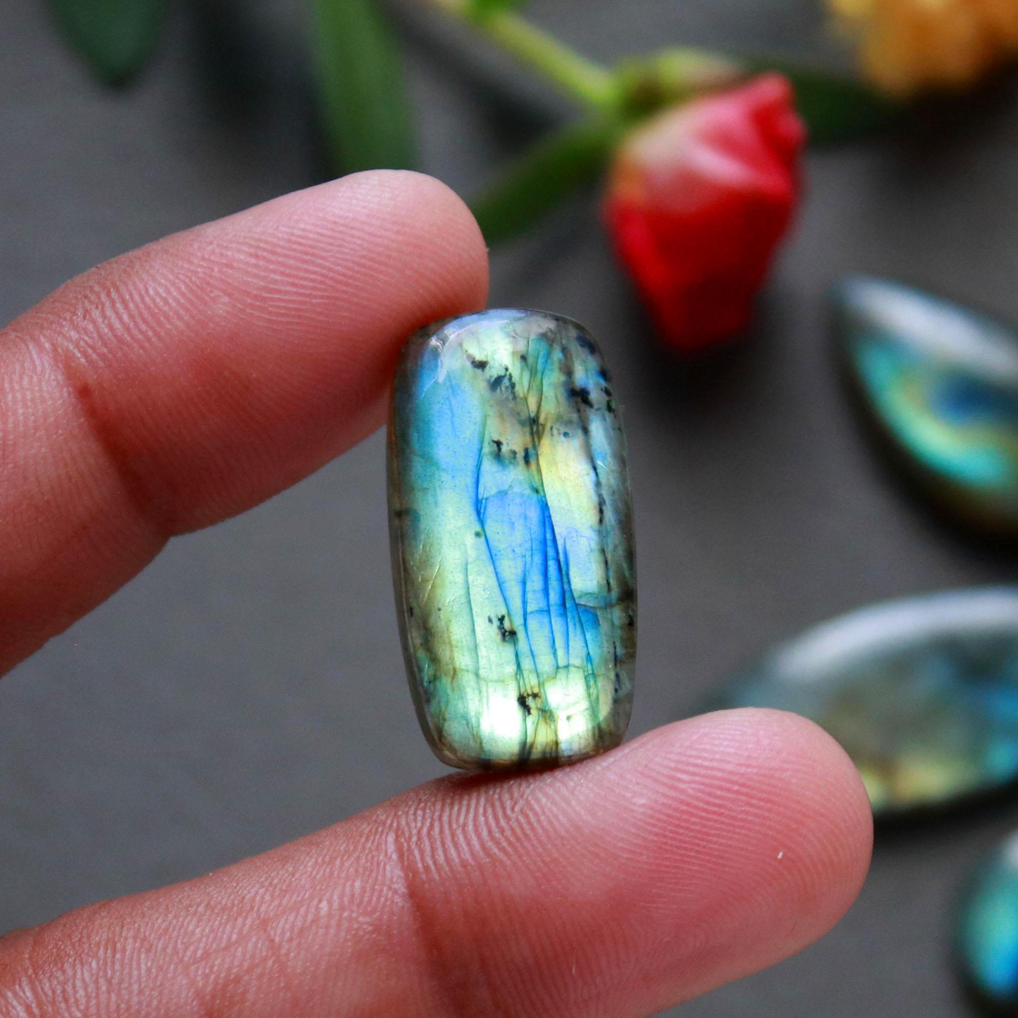 19Pcs 227Ct Natural Labradorite Cabochon Loose Gemstone Lot Jewelry Making Semi-Precious Gemstone 35x12 10x10mm 16491