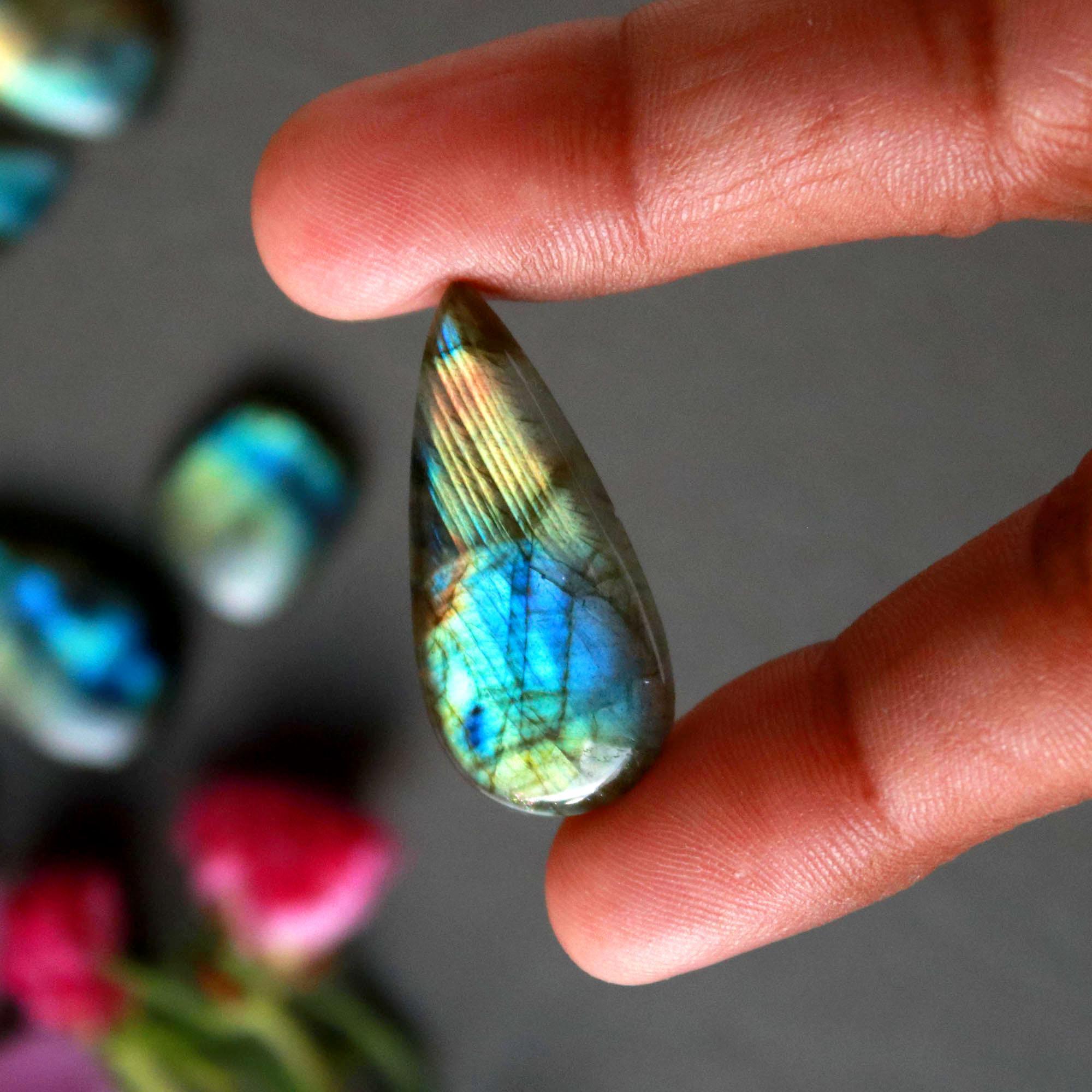 17Pcs 191Ct Natural Labradorite Cabochon Loose Gemstone Lot Jewelry Making Semi-Precious Gemstone 30x14 13x11mm 16492