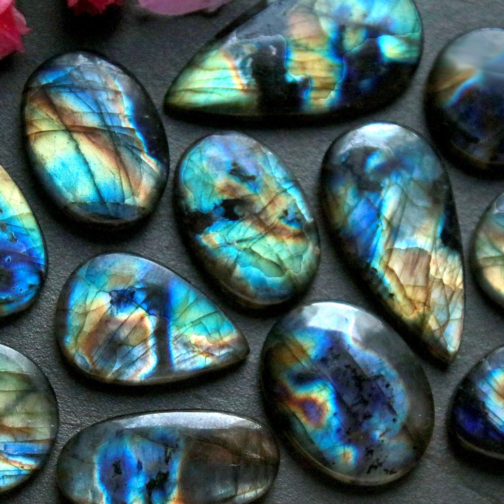 12Pcs 216Ct Natural Labradorite Cabochon Loose Gemstone Lot Jewelry Making Handmade Crystal Craft Supplies 35x19 19x19mm 16493