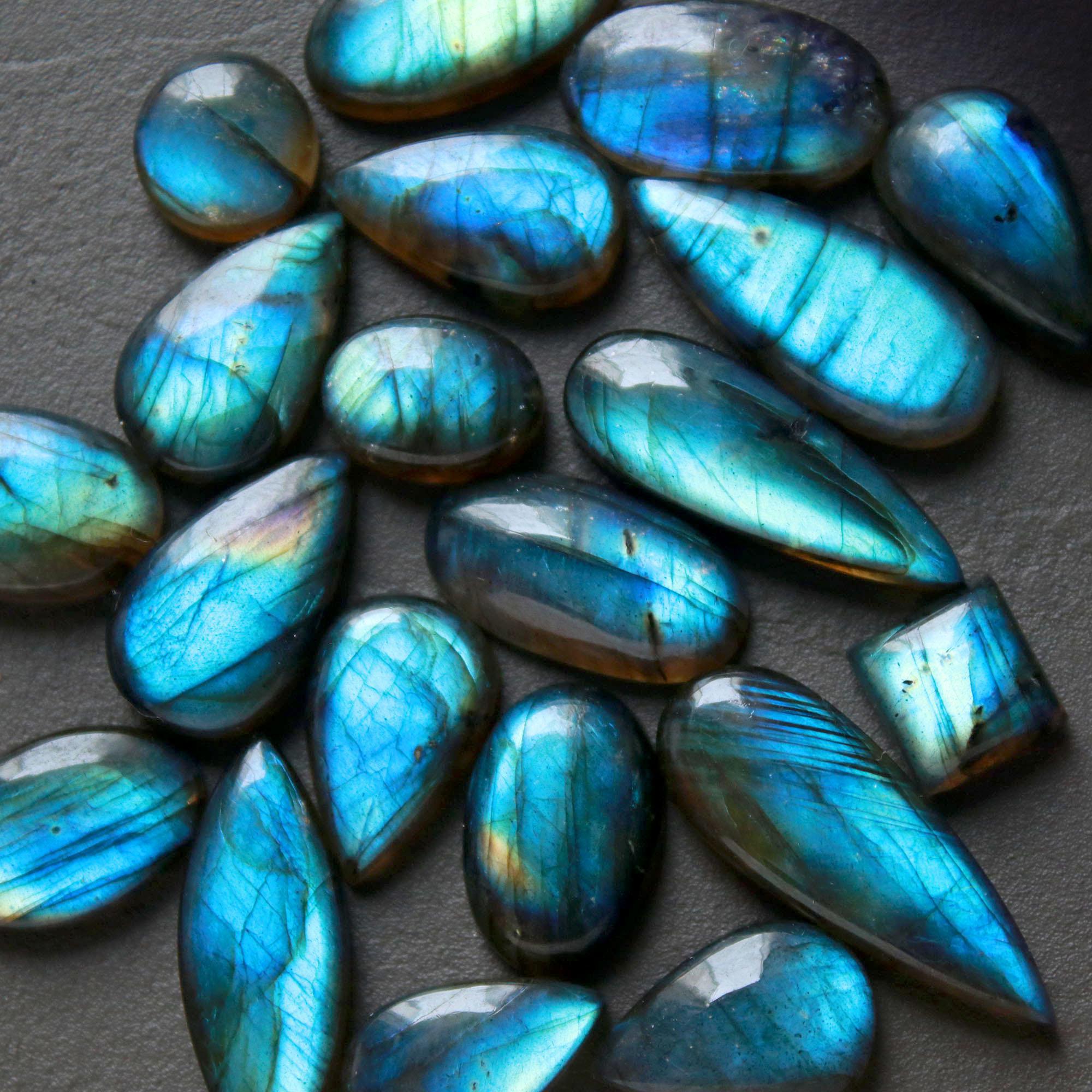 20Pcs 167Ct Natural Labradorite Cabochon Loose Gemstone Lot Jewelry Making Handmade Crystal Craft Supplies 26x10 8x8mm 16494