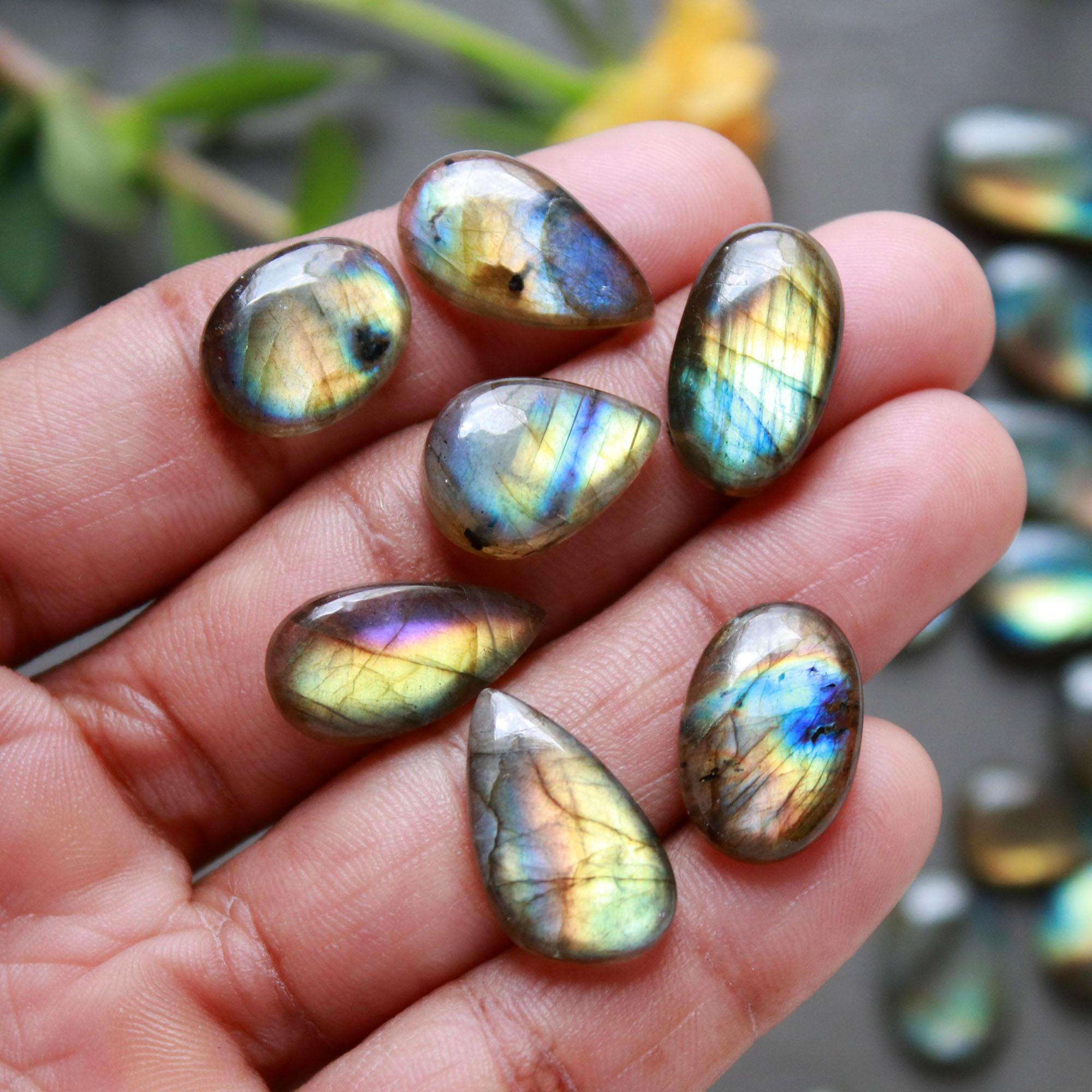 30Pcs 217Ct Natural Labradorite Cabochon Loose Gemstone Lot Jewelry Making Handmade Crystal Craft Supplies 29x10 9x9mm 16495