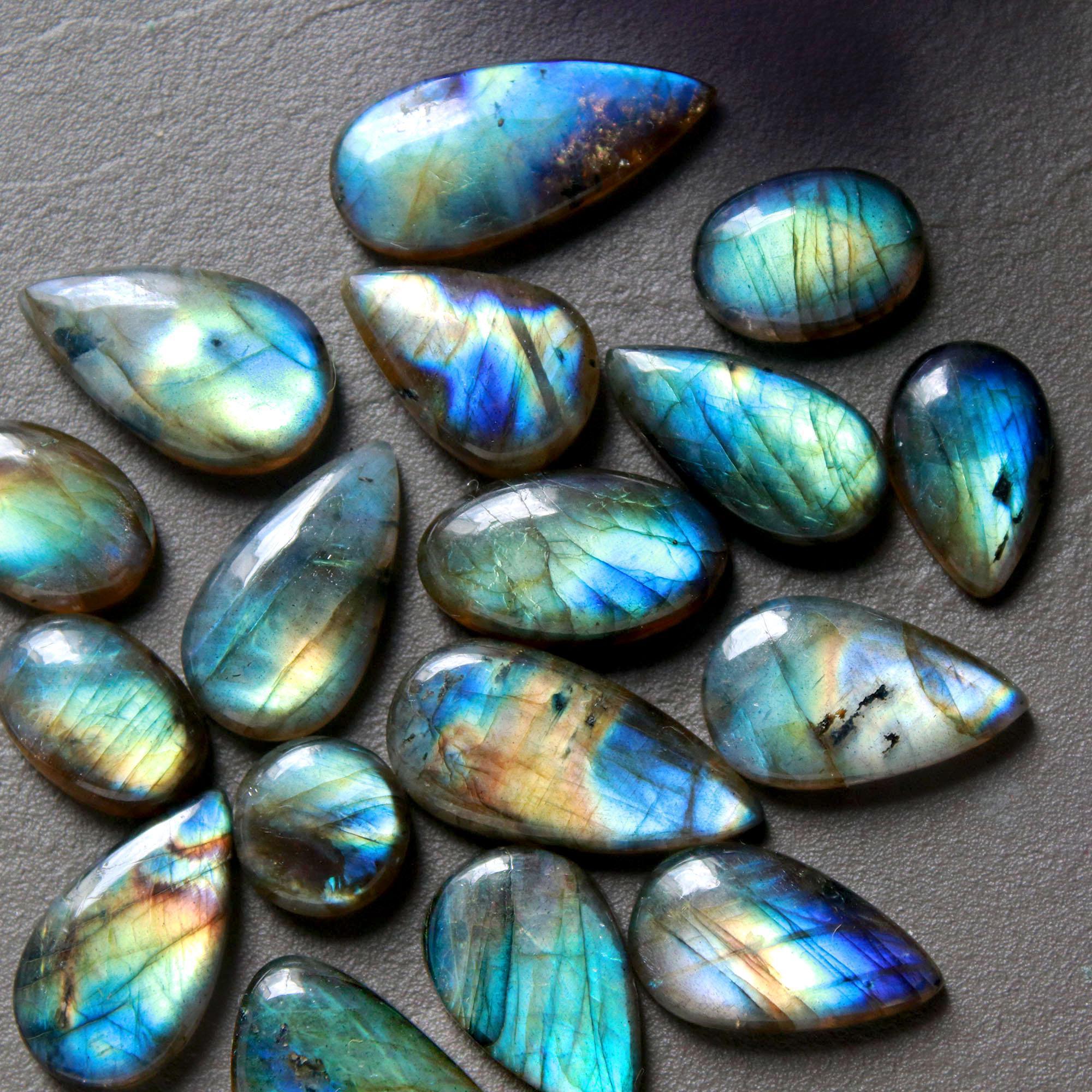17Pcs 135Ct Natural Labradorite Cabochon Loose Gemstone Lot Jewelry Making Handmade Crystal Craft Supplies 23x10 9x9mm 16496