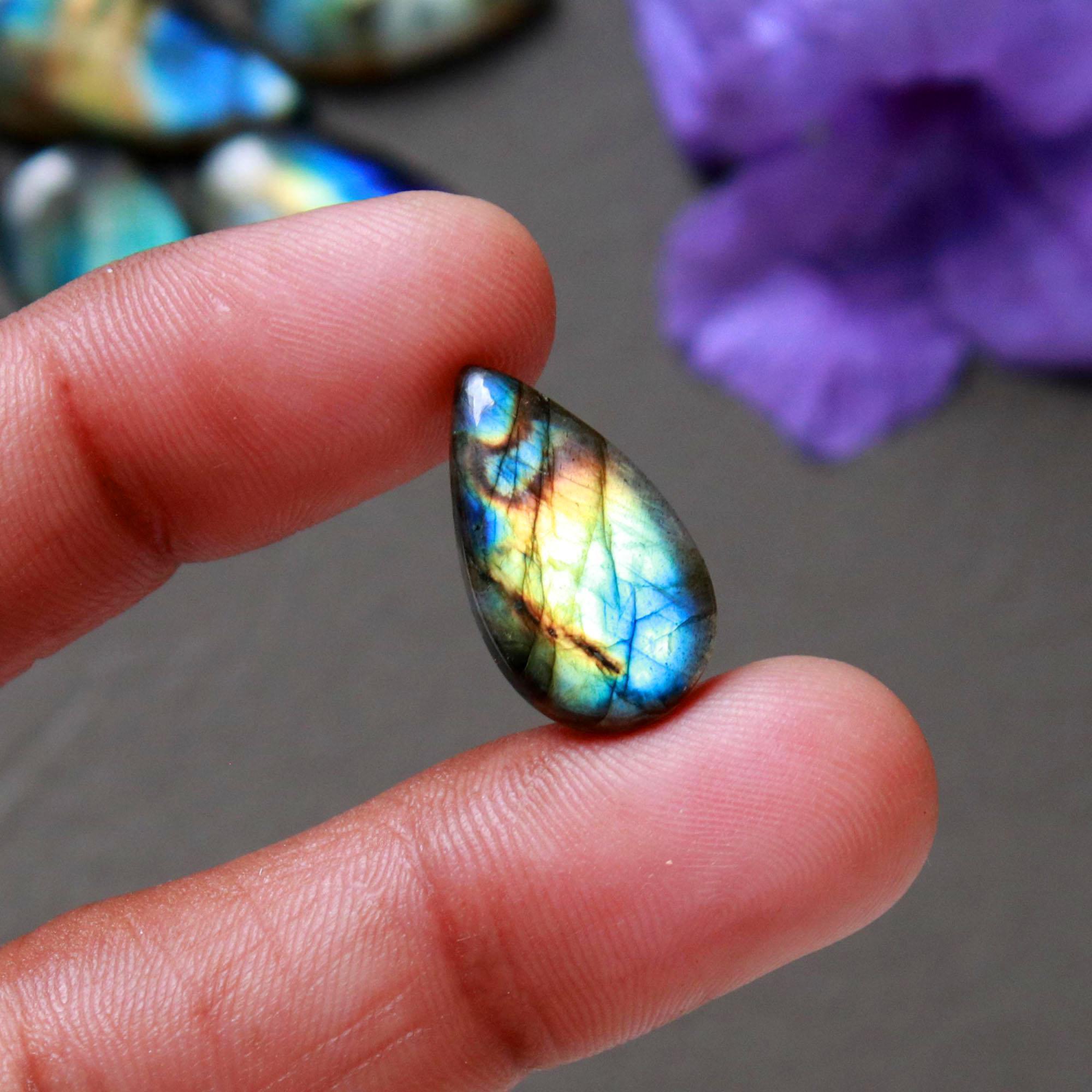 17Pcs 135Ct Natural Labradorite Cabochon Loose Gemstone Lot Jewelry Making Handmade Crystal Craft Supplies 23x10 9x9mm 16496