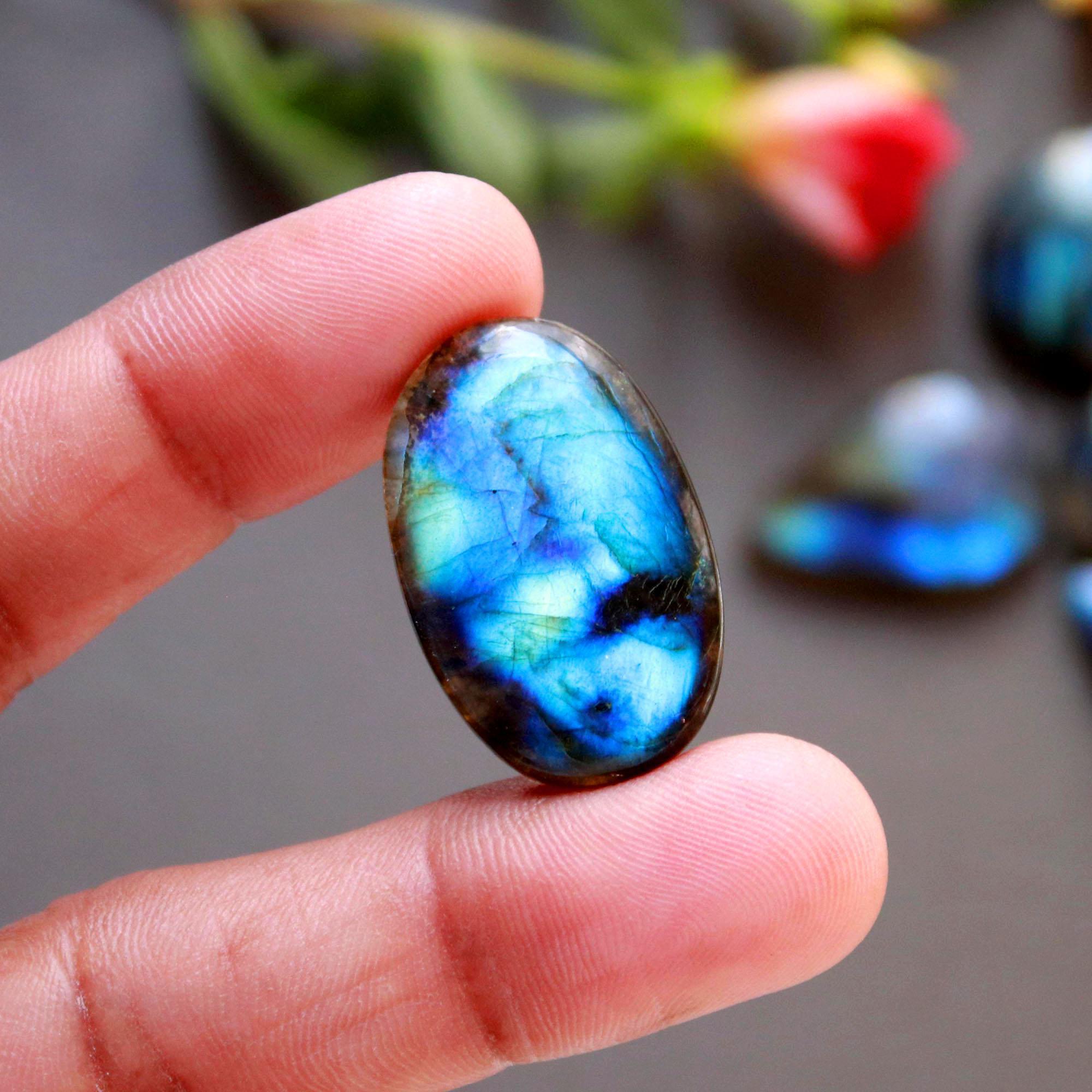 11Pcs 245Ct Natural Labradorite Cabochon Loose Gemstone Lot Jewelry Making Handmade Crystal Craft Supplies 35x15 16x16mm 16499