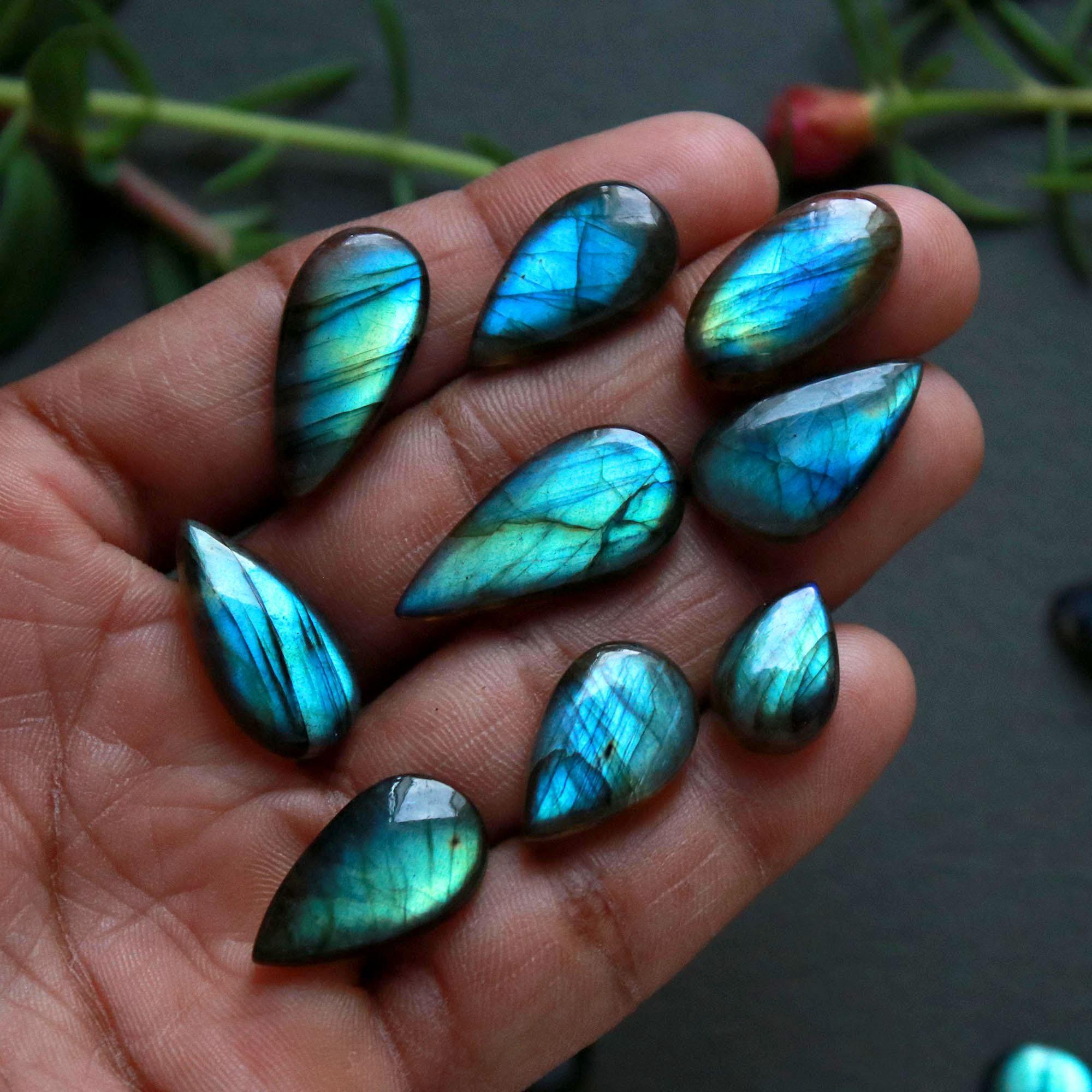 16Pcs 132Ct Natural Labradorite Cabochon Loose Gemstone Lot Jewelry Making Handmade Crystal Craft Supplies 24x10 11x10mm 16502
