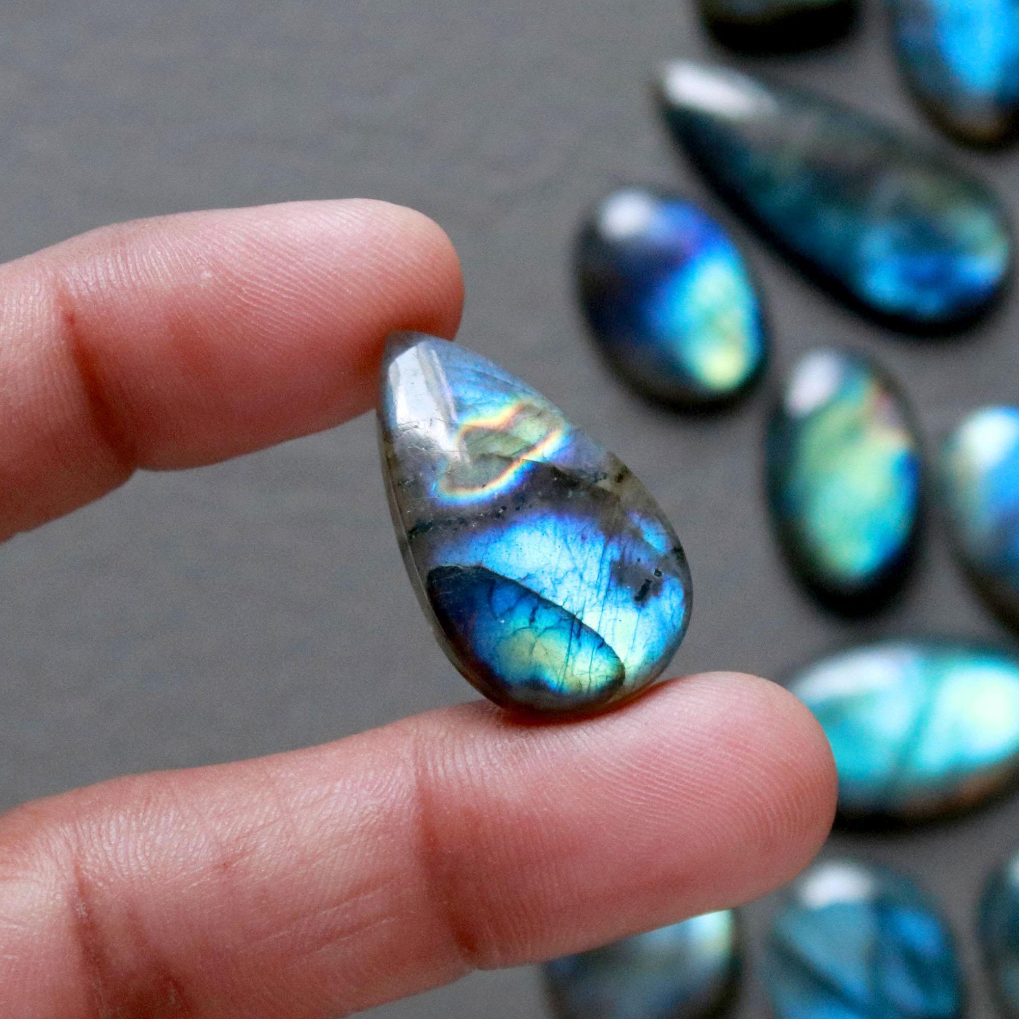 26Pcs 259Ct Natural Labradorite Cabochon Loose Gemstone Lot Jewelry Making Handmade Crystal Craft Supplies 29x10 10x10mm 16504