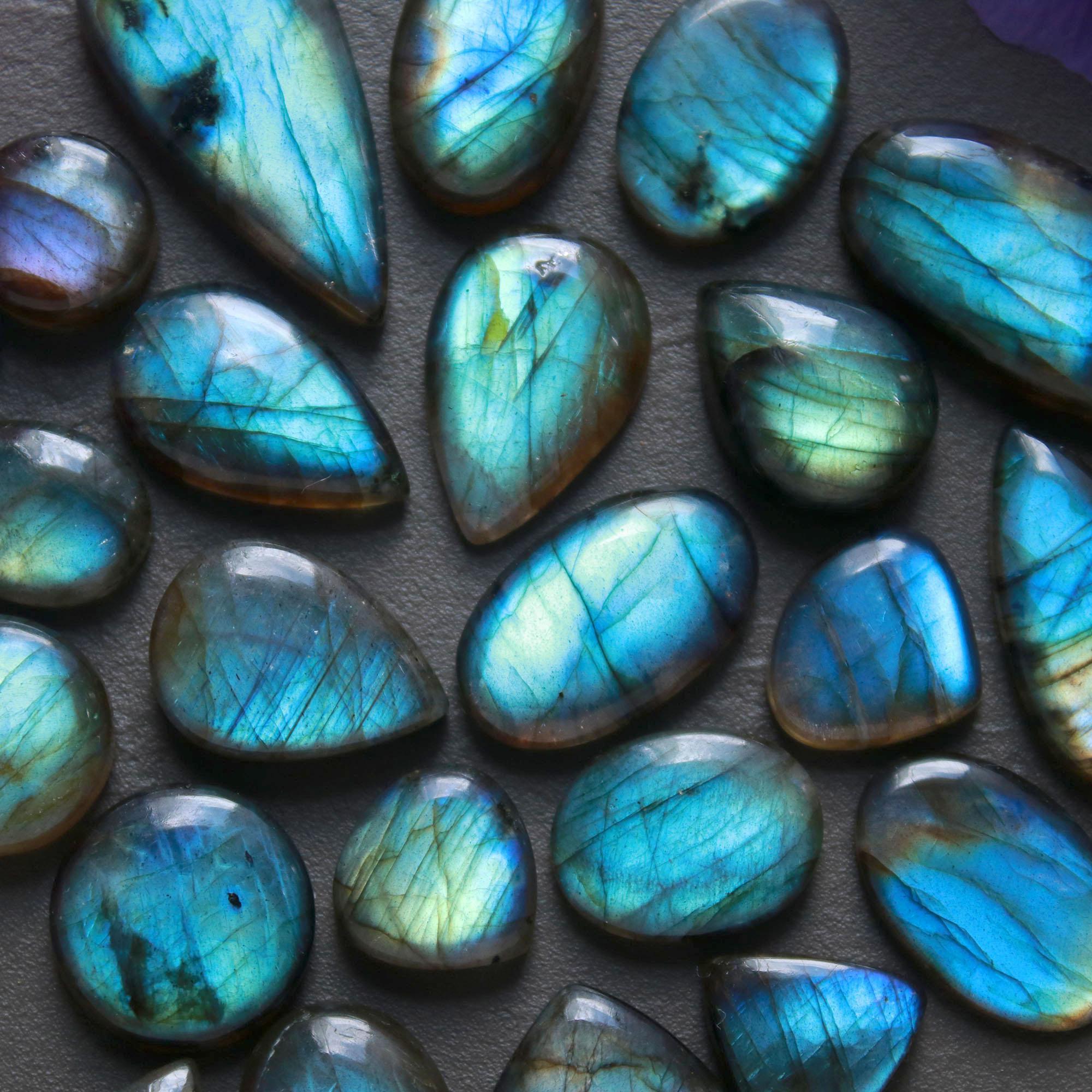 23Pcs 224Ct Natural Labradorite Cabochon Loose Gemstone Lot Jewelry Making Handmade Crystal Craft Supplies 30x14 13x10mm 16506