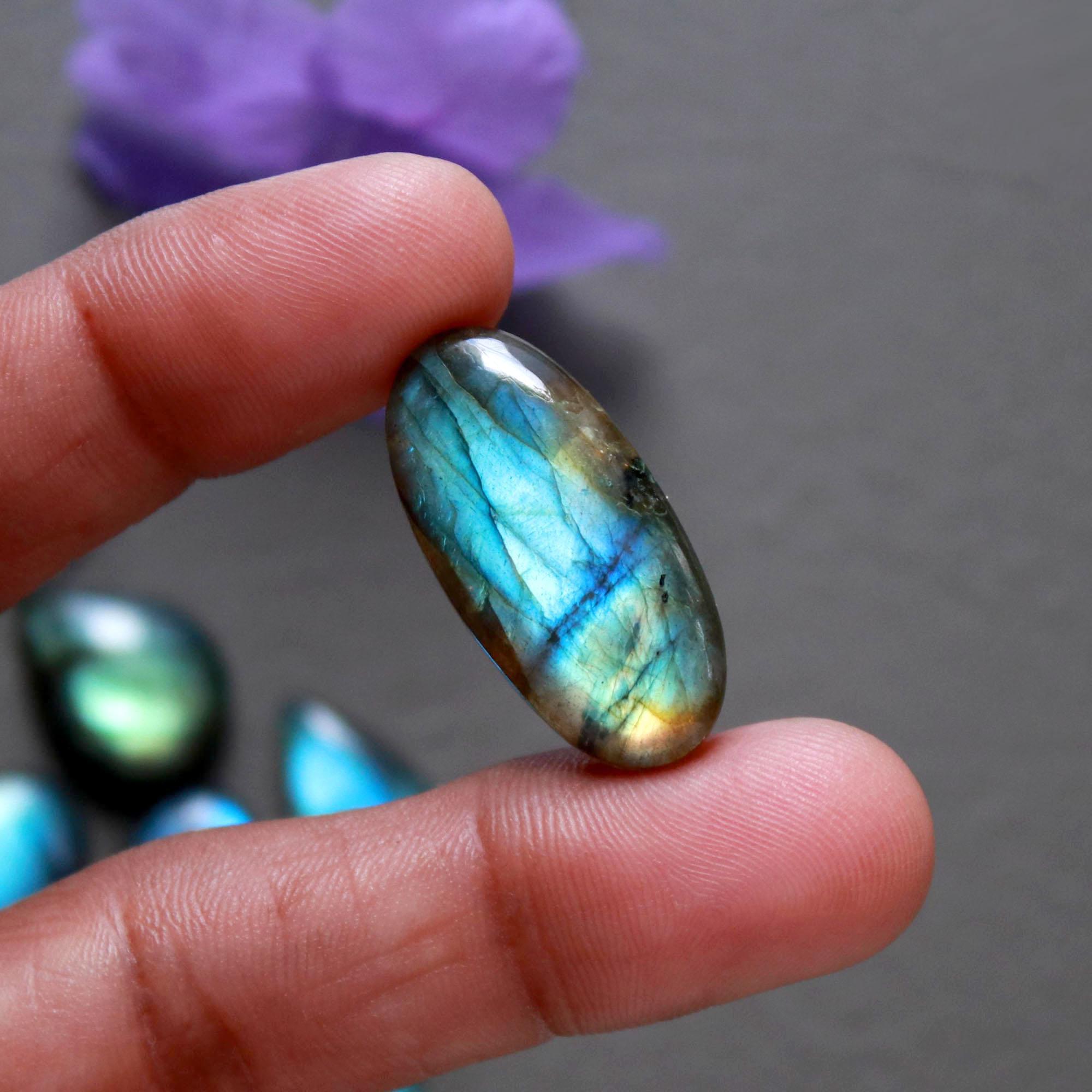 23Pcs 224Ct Natural Labradorite Cabochon Loose Gemstone Lot Jewelry Making Handmade Crystal Craft Supplies 30x14 13x10mm 16506
