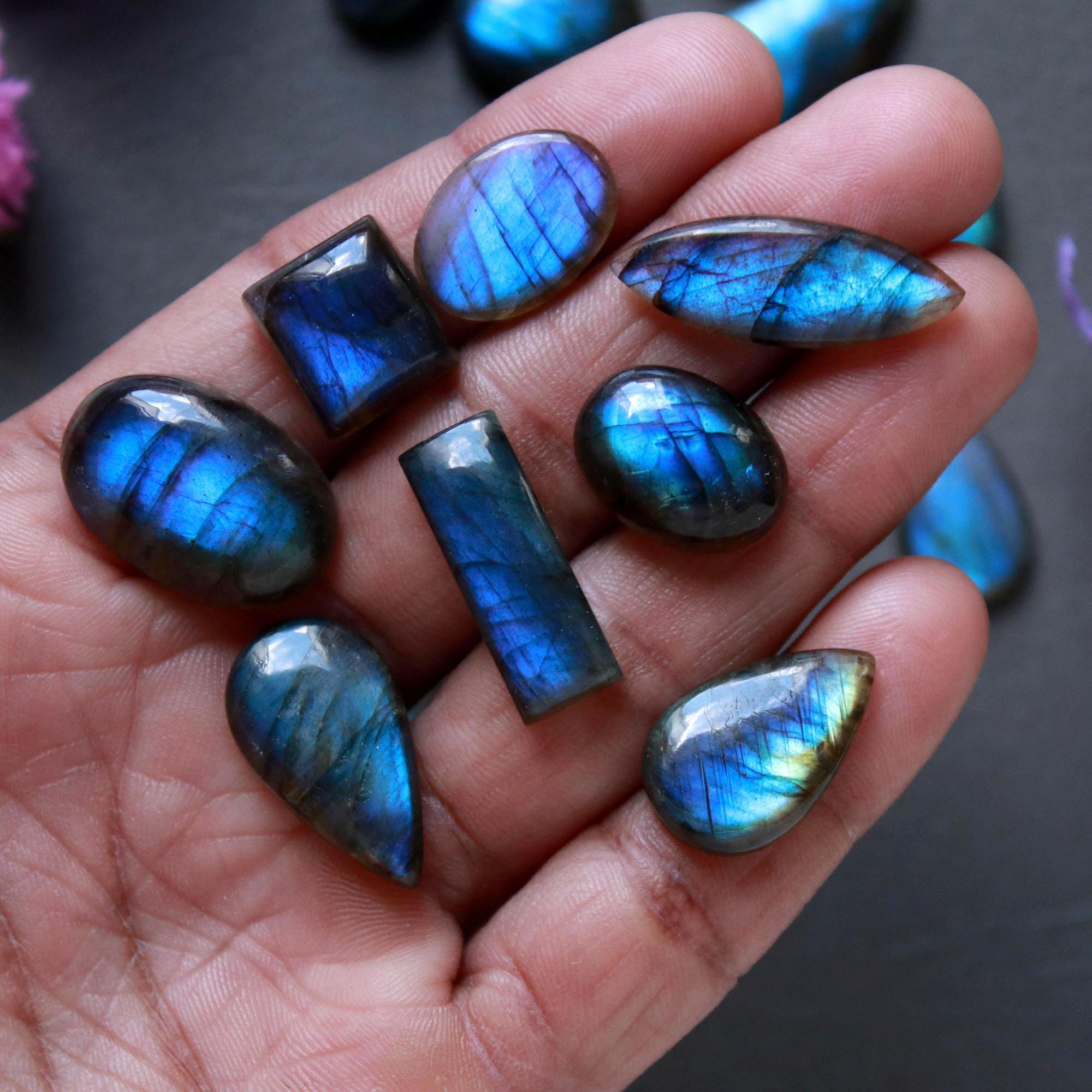 20Pcs 217Ct Natural Labradorite Cabochon Loose Gemstone Lot Jewelry Making Handmade Crystal Craft Supplies 29x14 10x10mm 16507