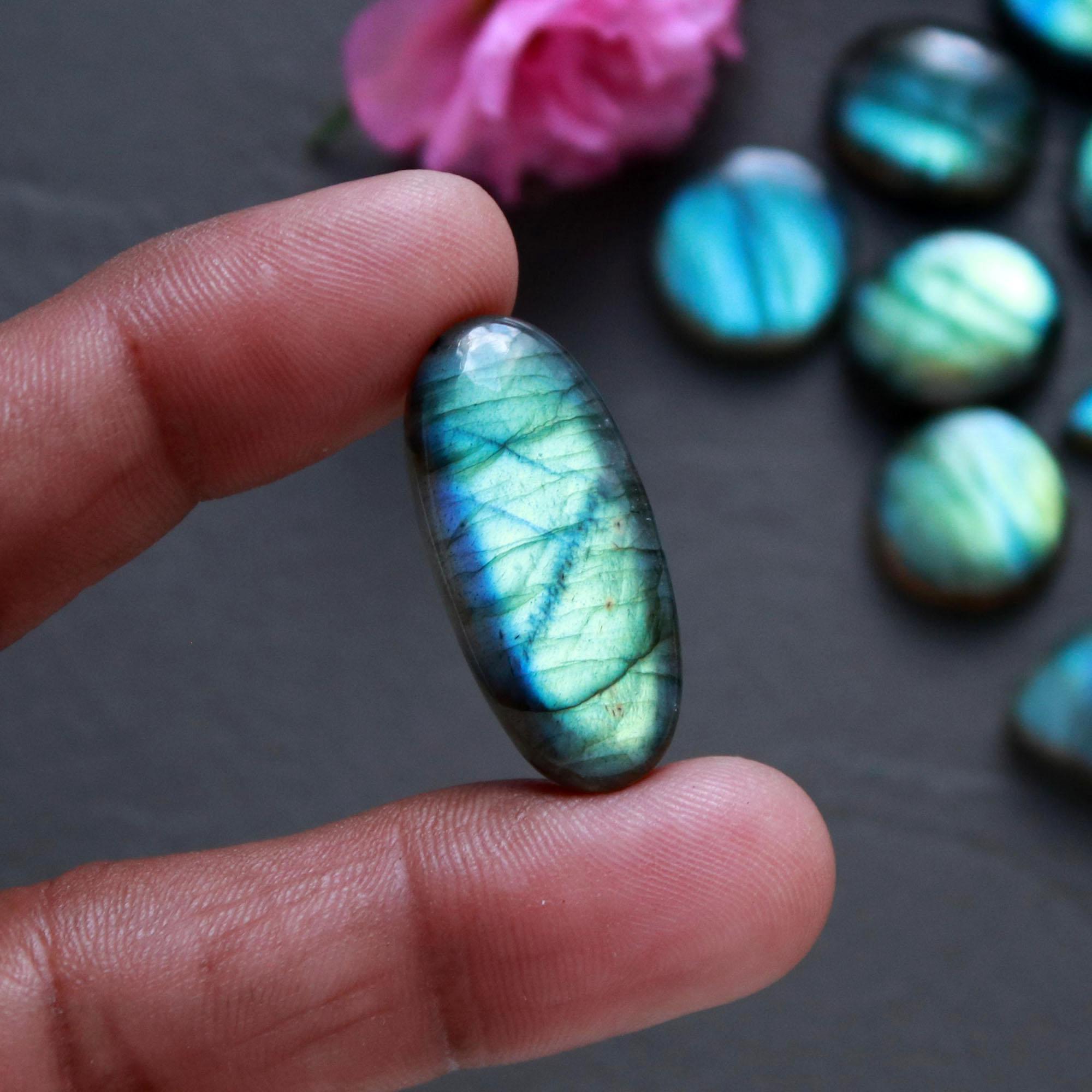 21Pcs 221Ct Natural Labradorite Cabochon Loose Gemstone Lot Jewelry Making Handmade Crystal Craft Supplies 29x14 14x10mm 16508