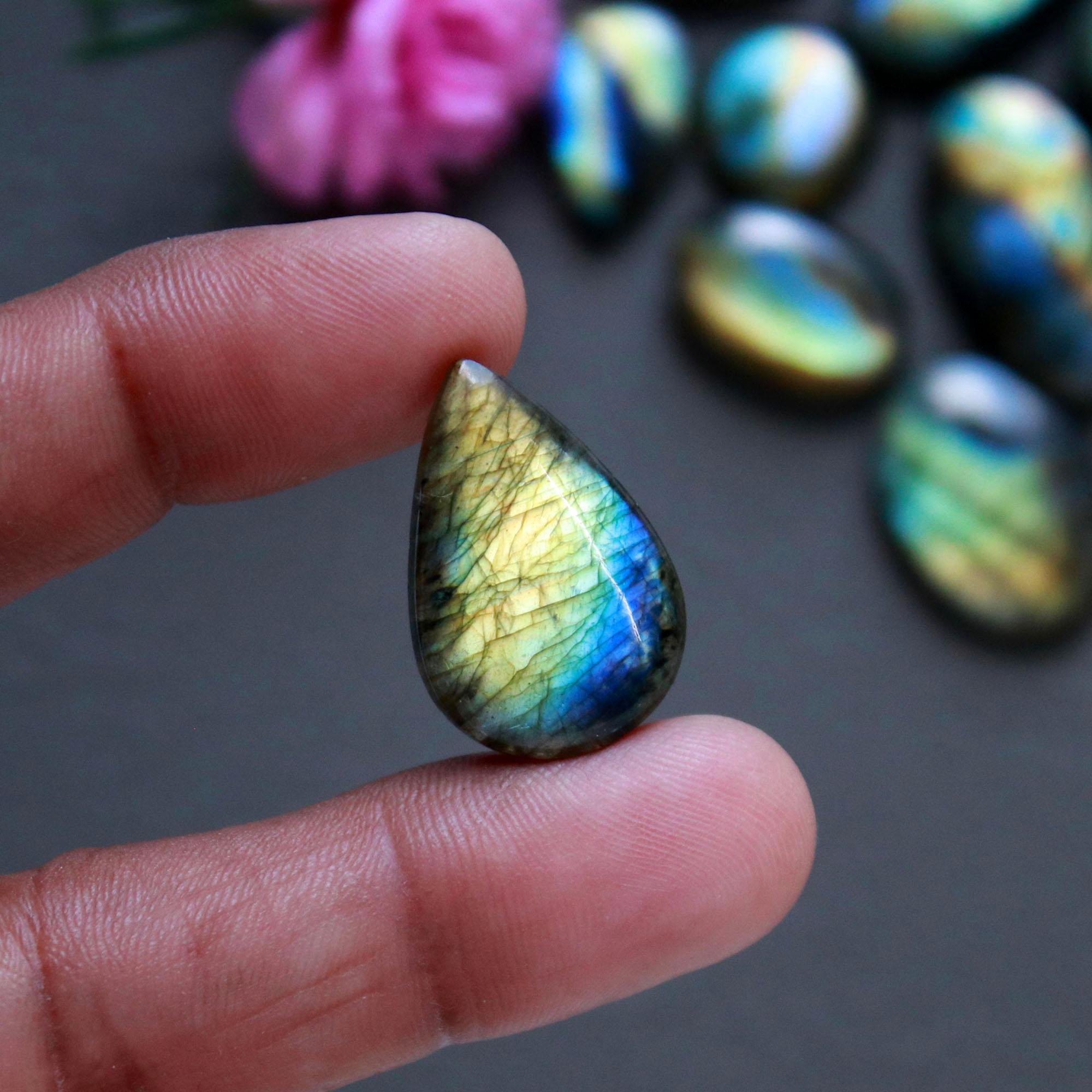 19Pcs 235Ct Natural Labradorite Cabochon Loose Gemstone Lot Jewelry Making Handmade Crystal Craft Supplies 30x11 10x10mm 16510