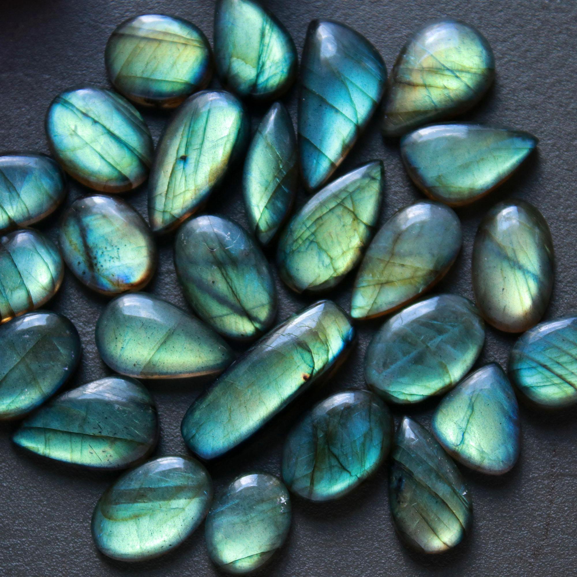 26Pcs 186Ct Natural Labradorite Cabochon Loose Gemstone Lot Jewelry Making Handmade Crystal Craft Supplies 25x8 13x9mm 16514