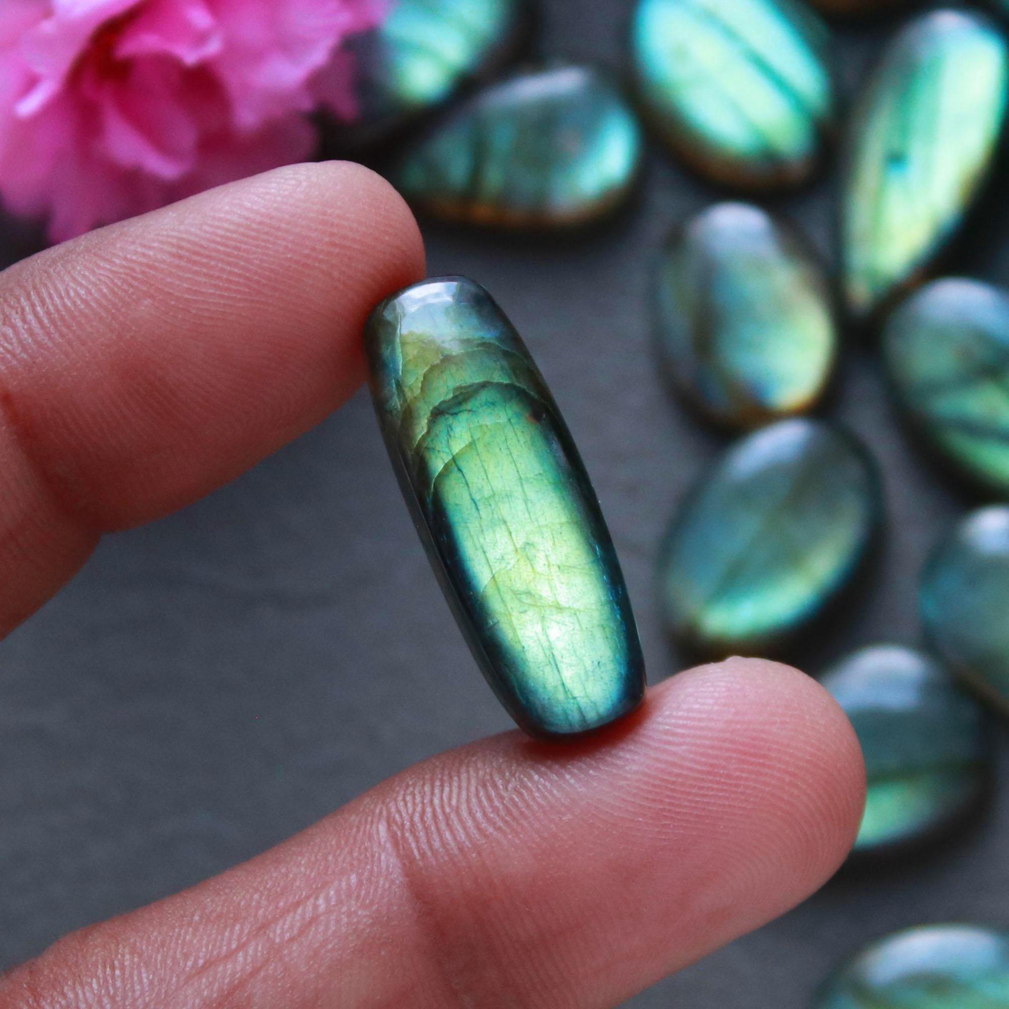 26Pcs 186Ct Natural Labradorite Cabochon Loose Gemstone Lot Jewelry Making Handmade Crystal Craft Supplies 25x8 13x9mm 16514