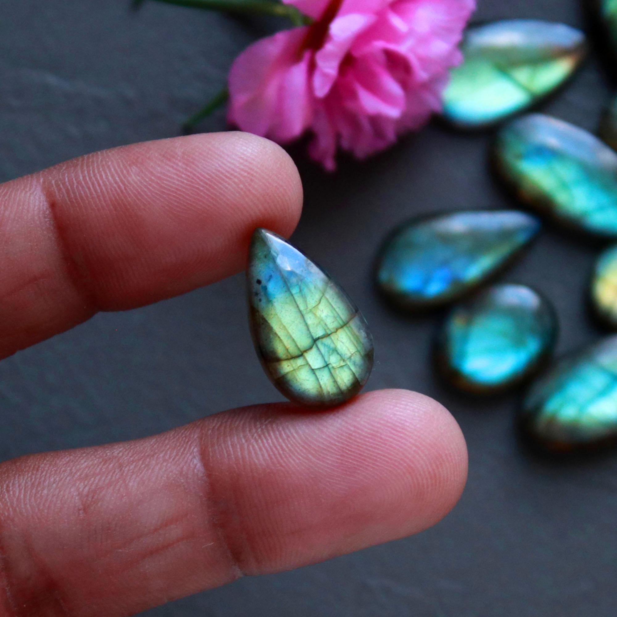 24Pcs 188Ct Natural Labradorite Cabochon Loose Gemstone Lot Jewelry Making Handmade Crystal Craft Supplies 33x8 12x8mm 16515