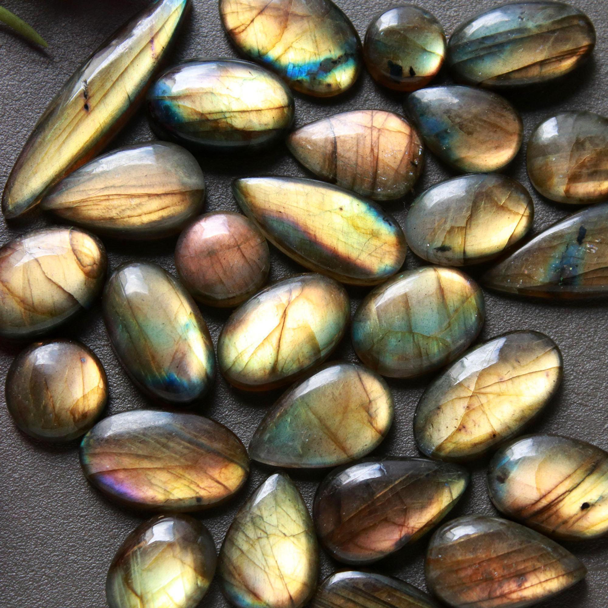 27Pcs 205Ct Natural Labradorite Cabochon Loose Gemstone Lot Jewelry Making Handmade Crystal Craft Supplies 34x7 8x8mm 16516