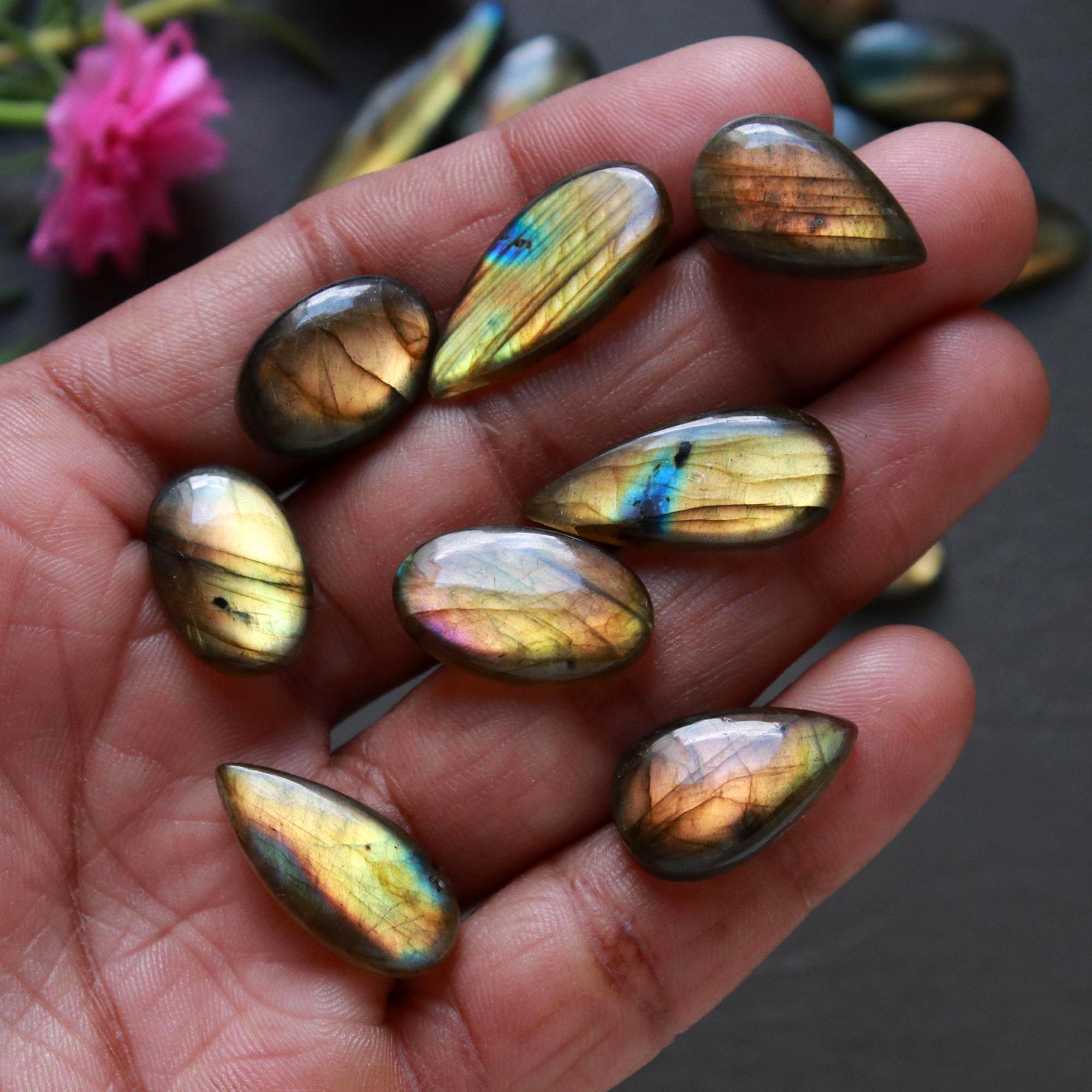 27Pcs 205Ct Natural Labradorite Cabochon Loose Gemstone Lot Jewelry Making Handmade Crystal Craft Supplies 34x7 8x8mm 16516