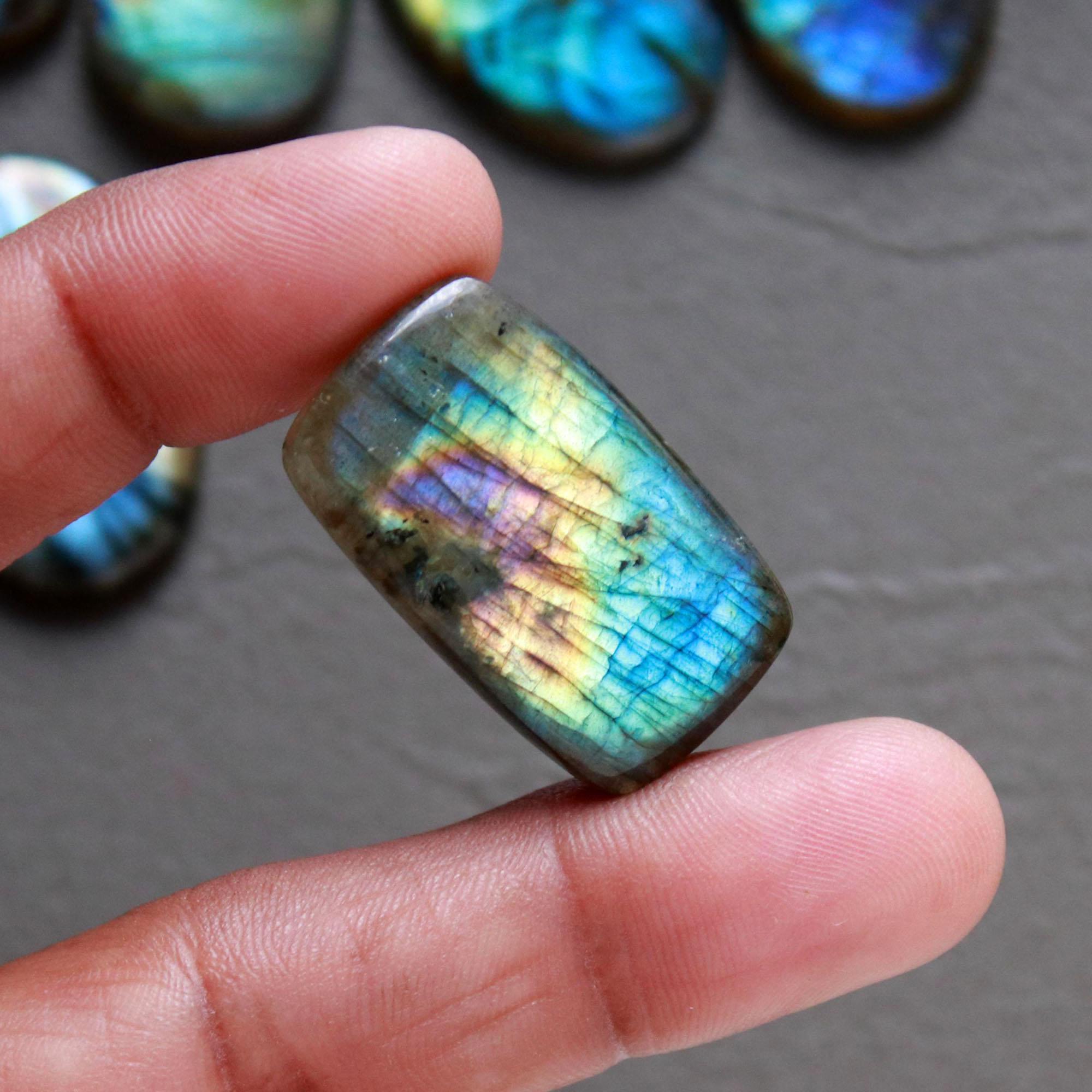 11Pcs 227Ct Natural Labradorite Cabochon Loose Gemstone Lot Jewelry Making Handmade Crystal Craft Supplies 30x15 21x15mm 16517