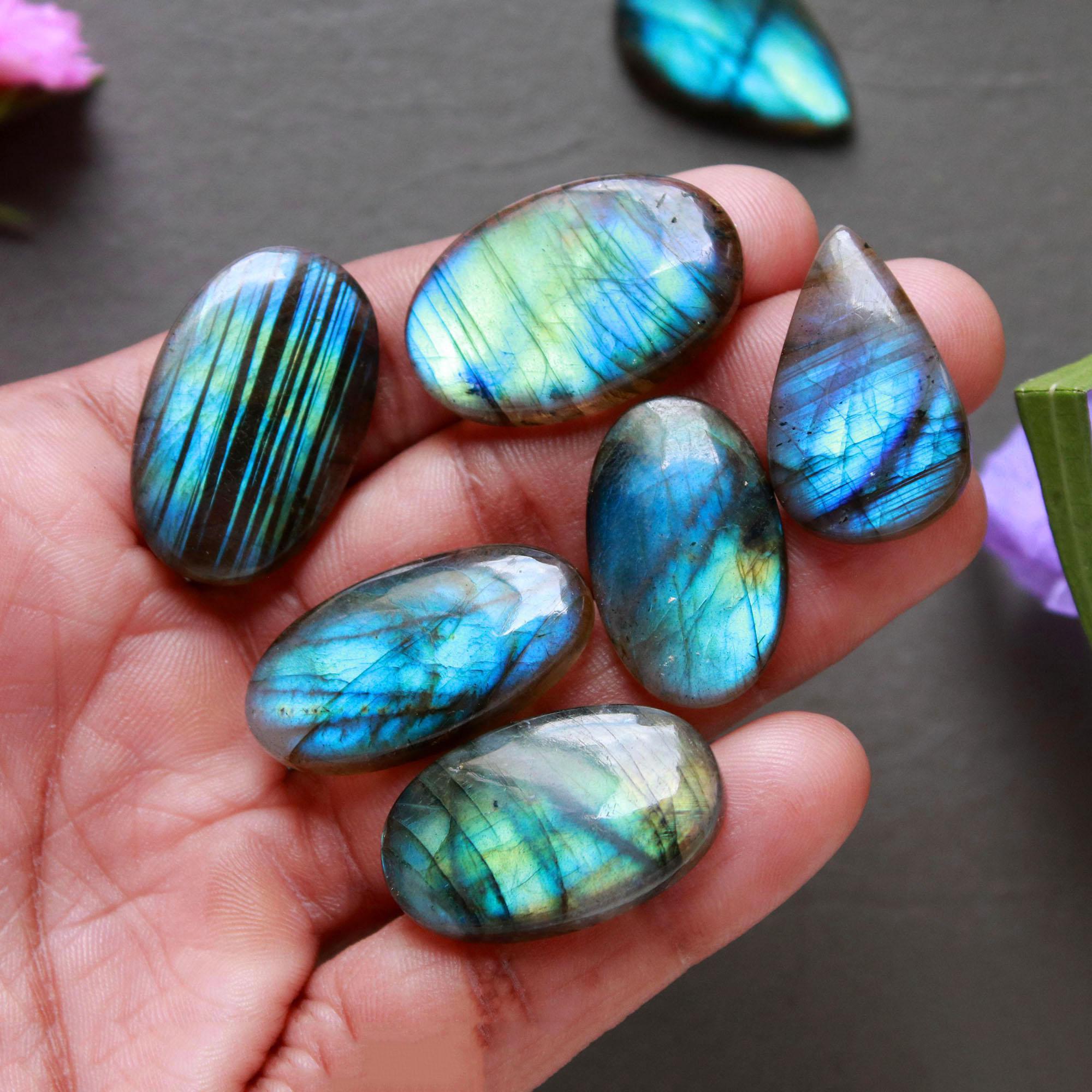 11Pcs 230Ct Natural Labradorite Cabochon Loose Gemstone Lot Mixed Shapes Sizes Healing Crystal For Jewelry Making 28x16 16x16mm 16518