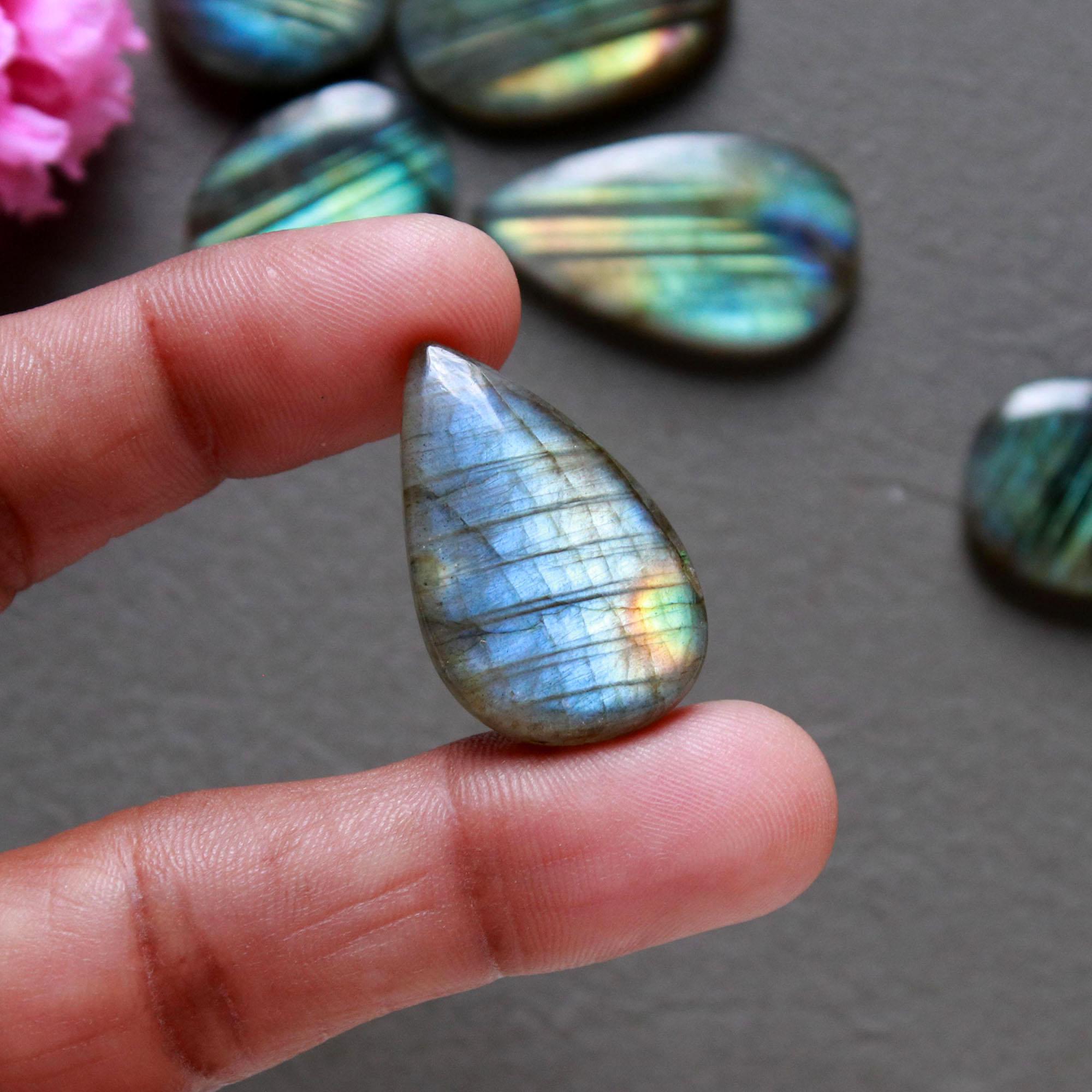 9Pcs 198Ct Natural Labradorite Cabochon Loose Gemstone Lot Mixed Shapes Sizes Healing Crystal For Jewelry Making 35x15 18x15mm 16520