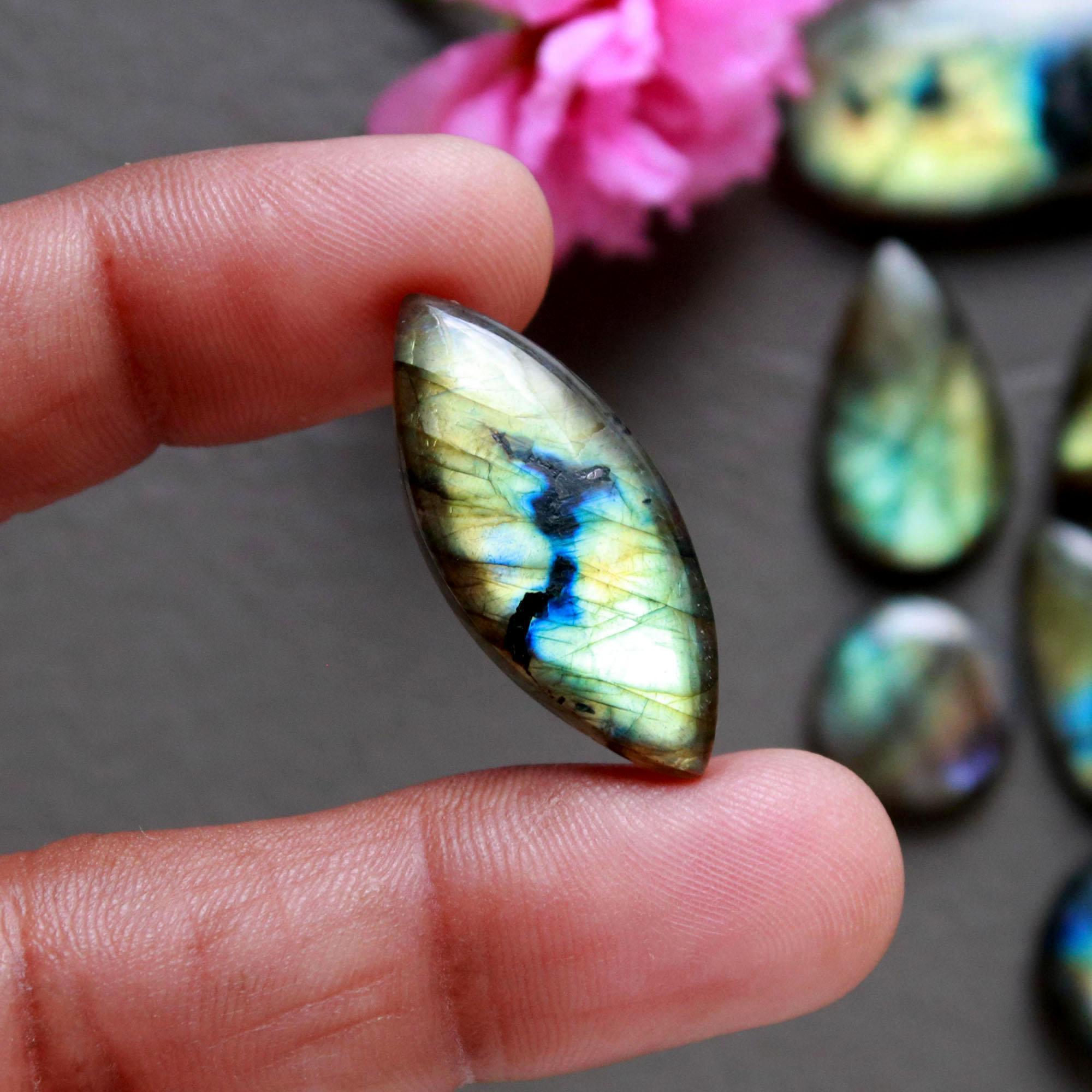 20Pcs 232Ct Natural Labradorite Cabochon Loose Gemstone Lot Mixed Shapes Sizes Healing Crystal For Jewelry Making 38x5 12x12mm 16523