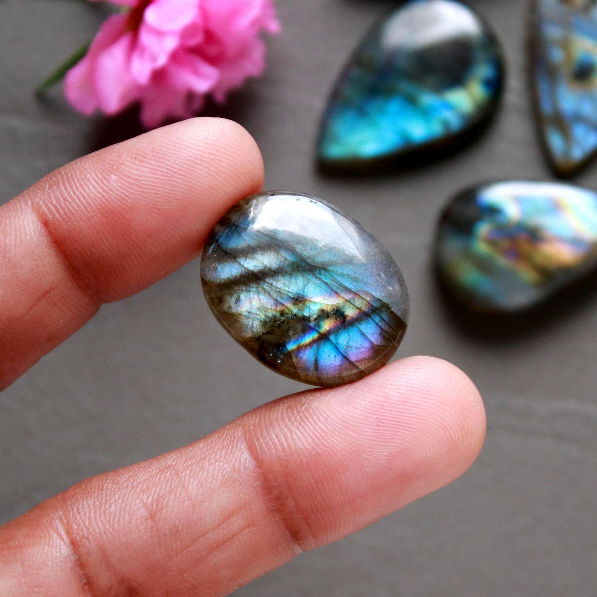 6Pcs 160Ct Natural Labradorite Cabochon Loose Gemstone Lot Mixed Shapes Sizes Healing Crystal For Jewelry Making 45x15 22x16mm 16524