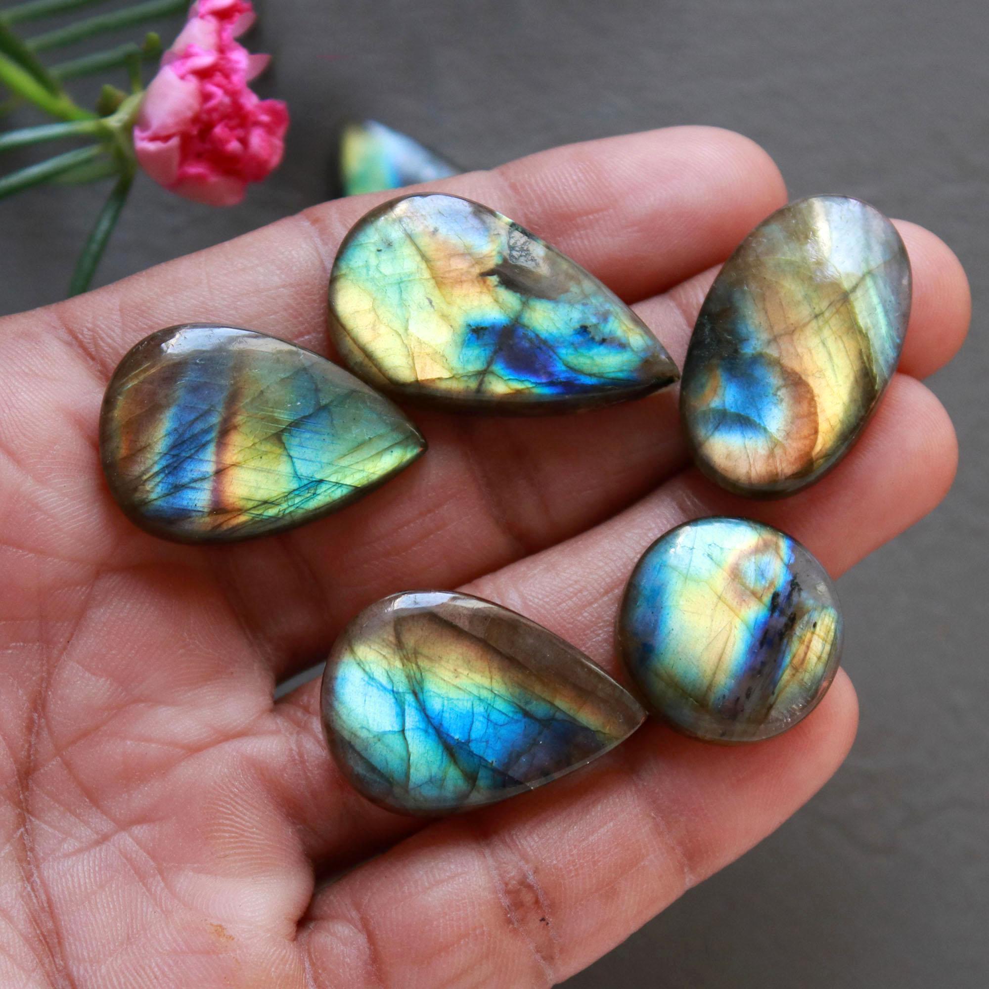 9Pcs 182Ct Natural Labradorite Cabochon Loose Gemstone Lot Mixed Shapes Sizes Healing Crystal For Jewelry Making 29x14 16x16mm 16530