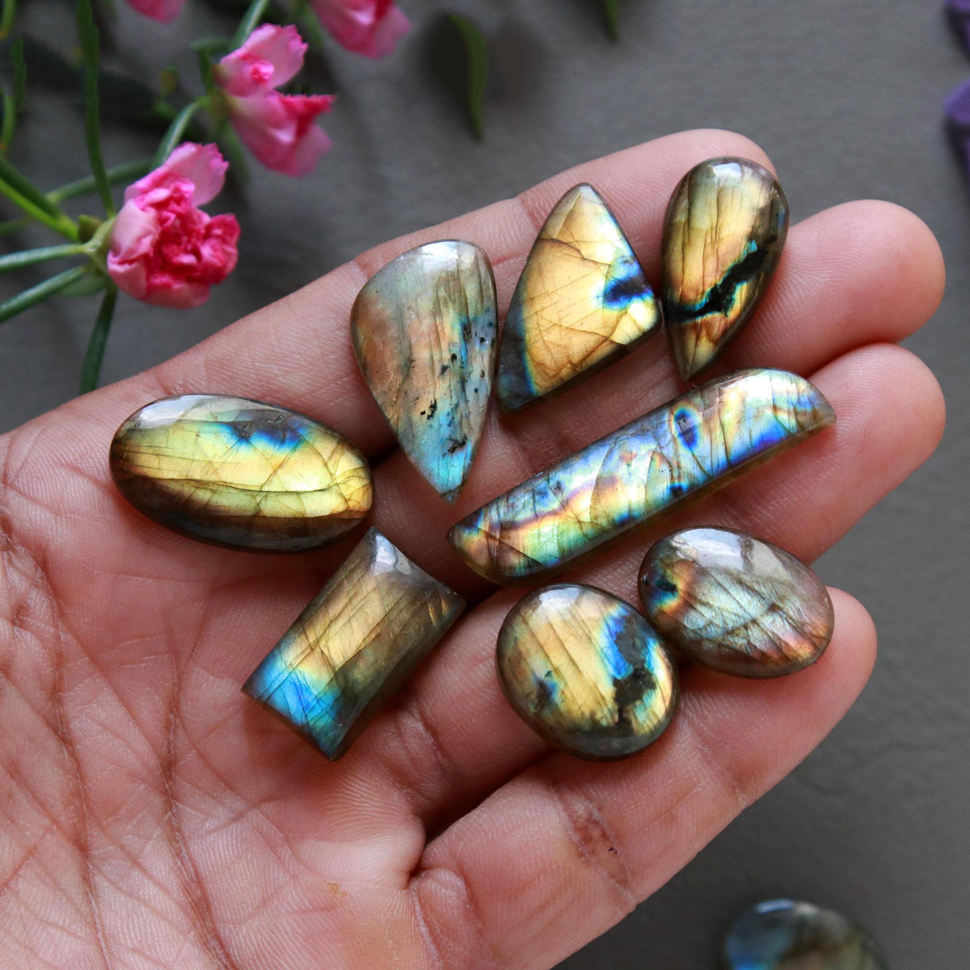16Pcs 184Ct Natural Labradorite Cabochon Loose Gemstone Lot Mixed Shapes Sizes Healing Crystal For Jewelry Making 36x8 12x11mm 16532