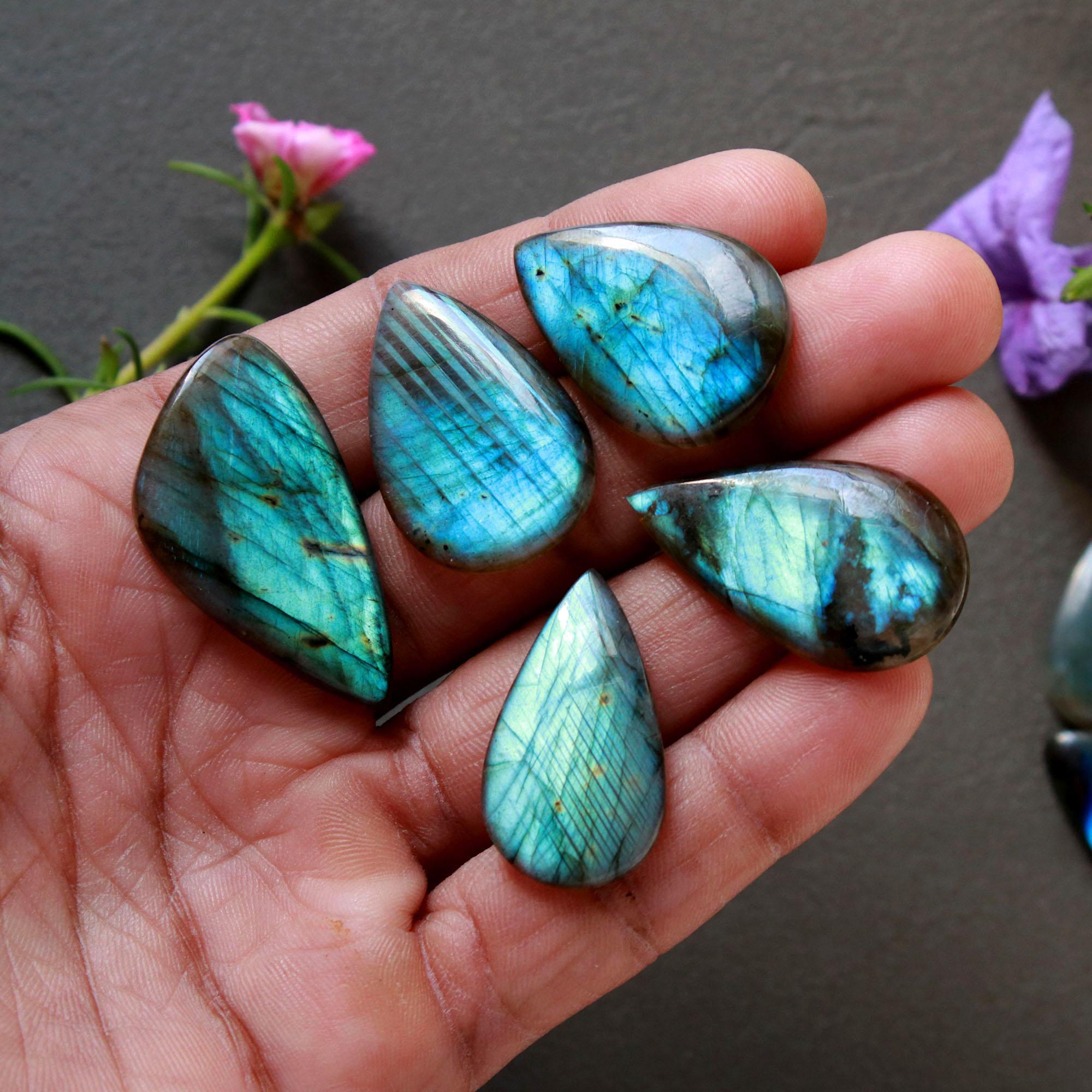 12Pcs 207Ct Natural Labradorite Cabochon Loose Gemstone Lot Mixed Shapes Sizes Healing Crystal For Jewelry Making 35x18 14x14mm 16533