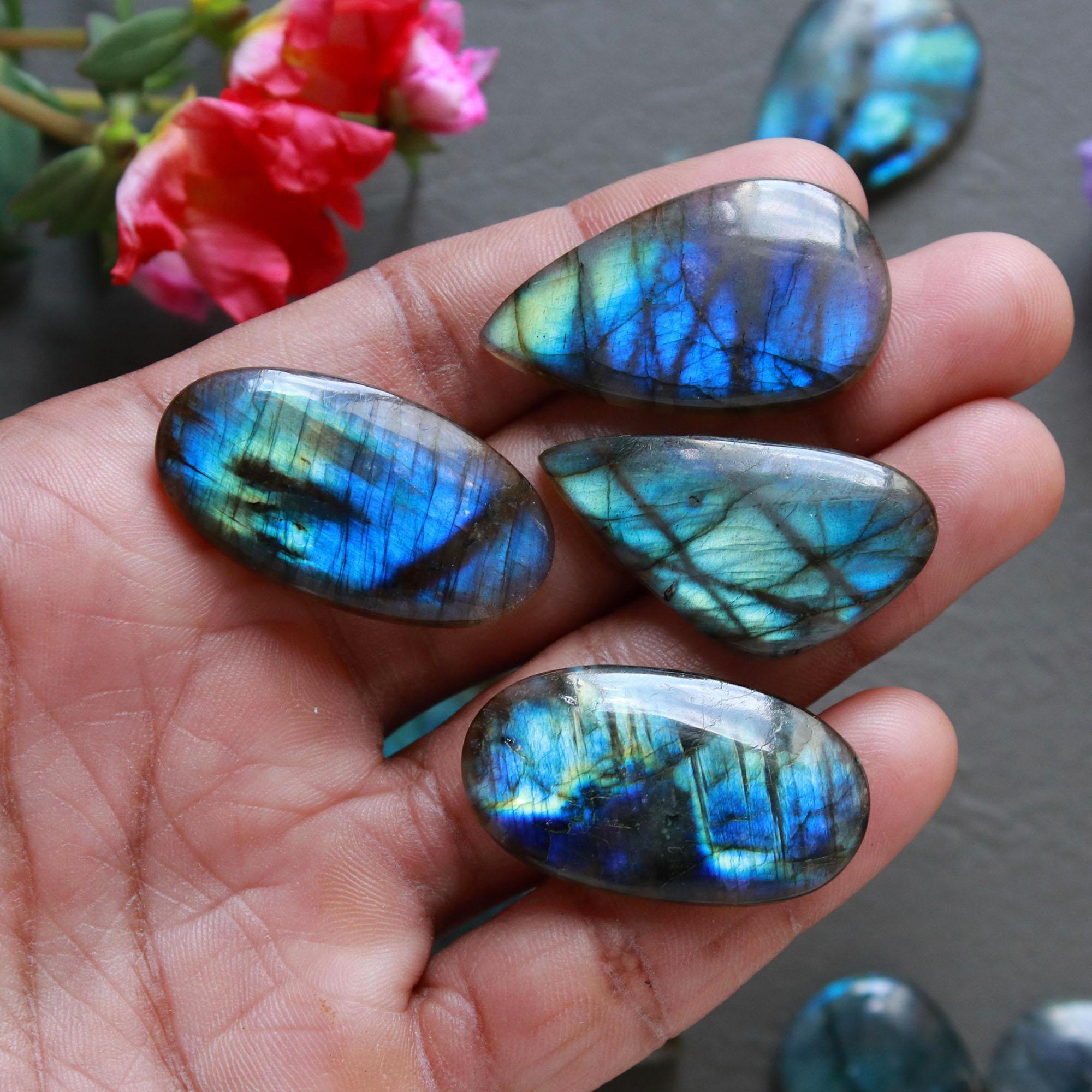 12Pcs 288Ct Natural Labradorite Cabochon Loose Gemstone Lot Mixed Shapes Sizes Healing Crystal For Jewelry Making 34x19 17x15mm 16536