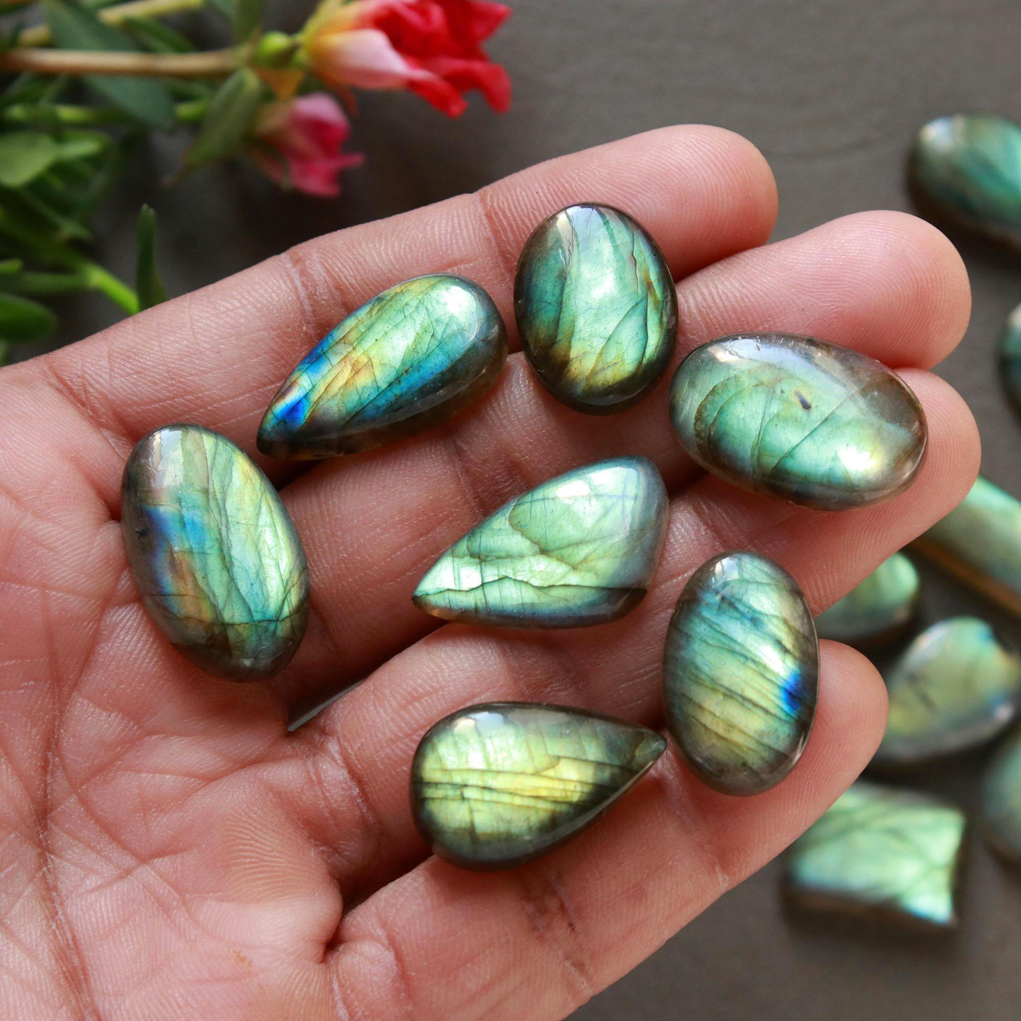 23Pcs 251Ct Natural Labradorite Cabochon Loose Gemstone Lot Mixed Shapes Sizes Healing Crystal For Jewelry Making 28x8 15x10mm 16539