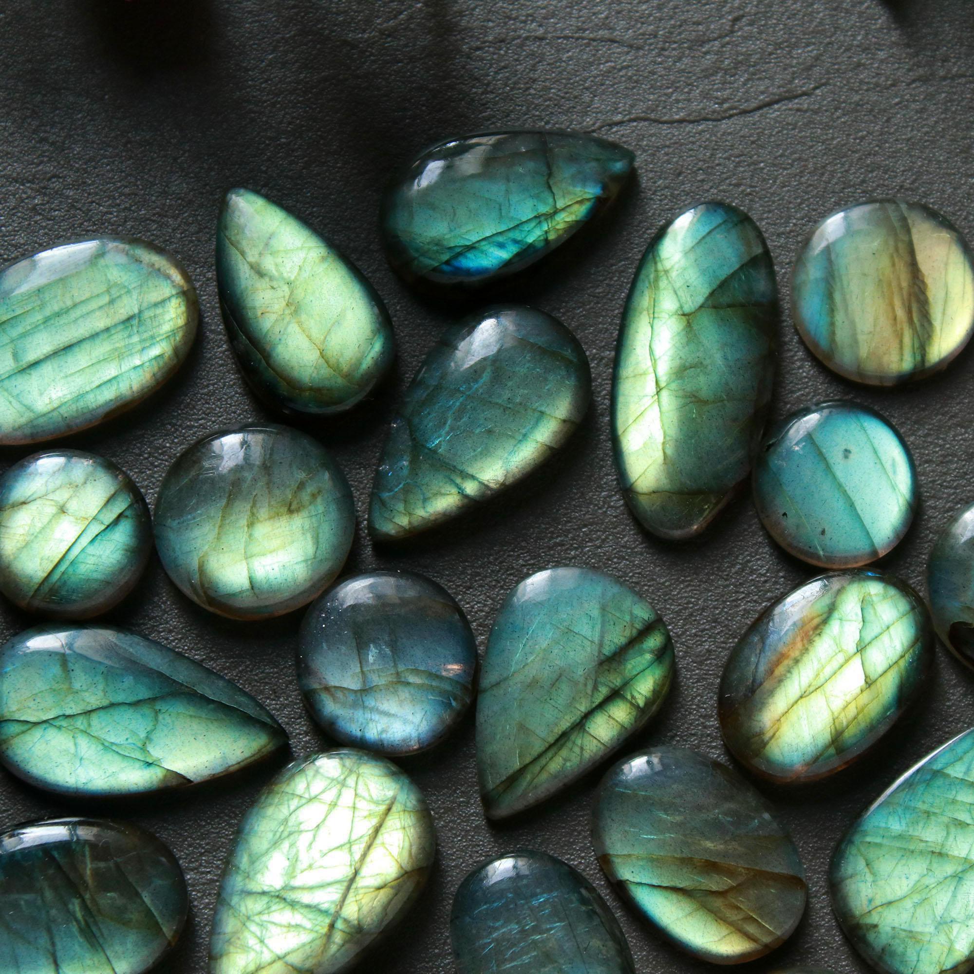22Pcs 184Ct Natural Labradorite Cabochon Loose Gemstone Lot Craft Supplies For Silver Jewelry Making For Women 24x10 10x10mm 16545