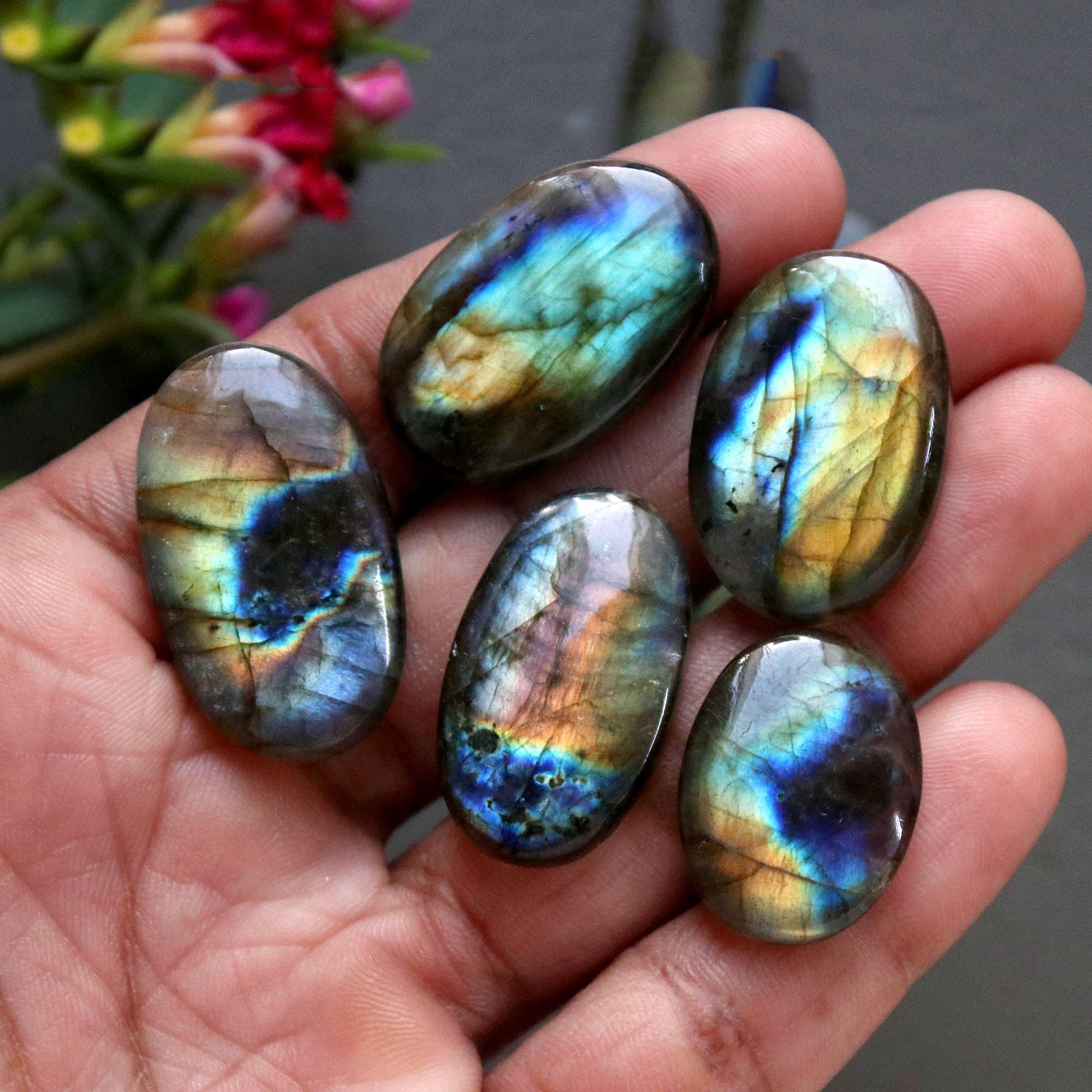 11Pcs 226Ct Natural Labradorite Cabochon Loose Gemstone Lot Craft Supplies For Silver Jewelry Making For Women 31x16 20x15mm 16546