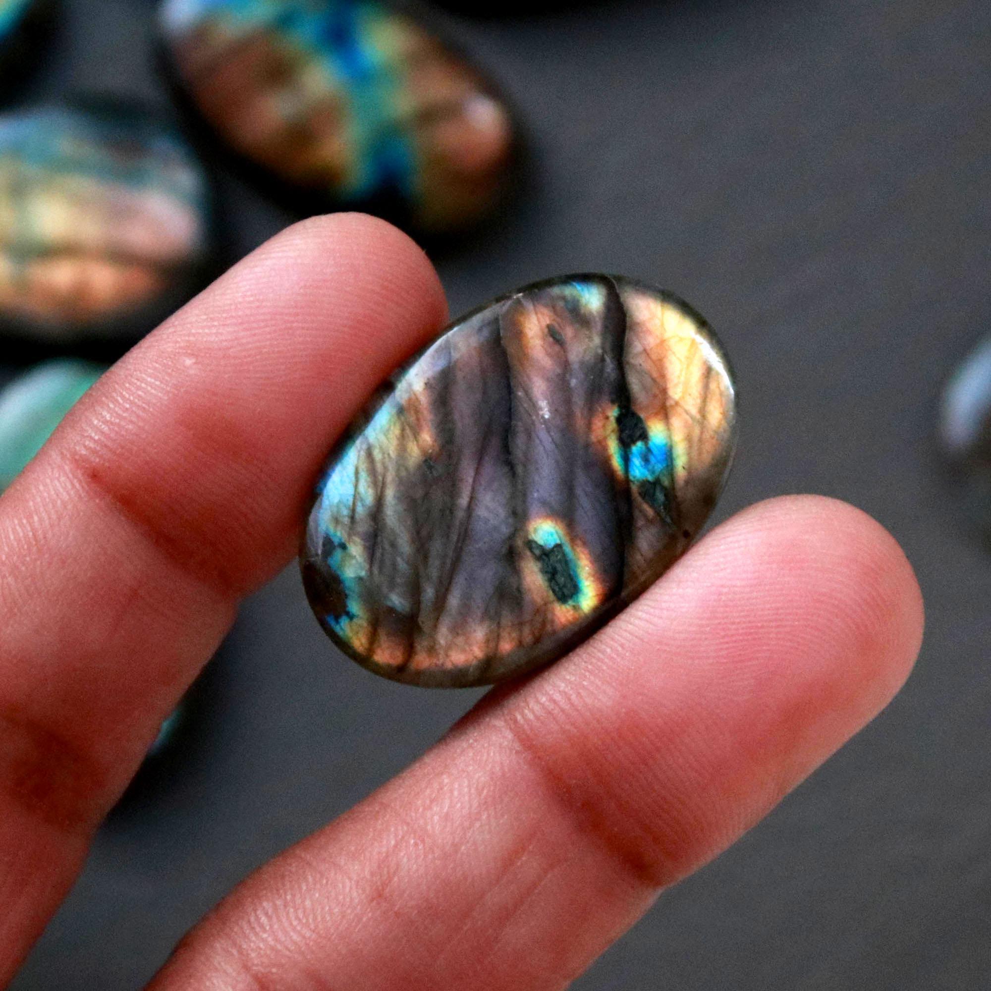 10Pcs 203Ct Natural Labradorite Cabochon Loose Gemstone Lot Craft Supplies For Silver Jewelry Making For Women 30x17 16x16mm 16547