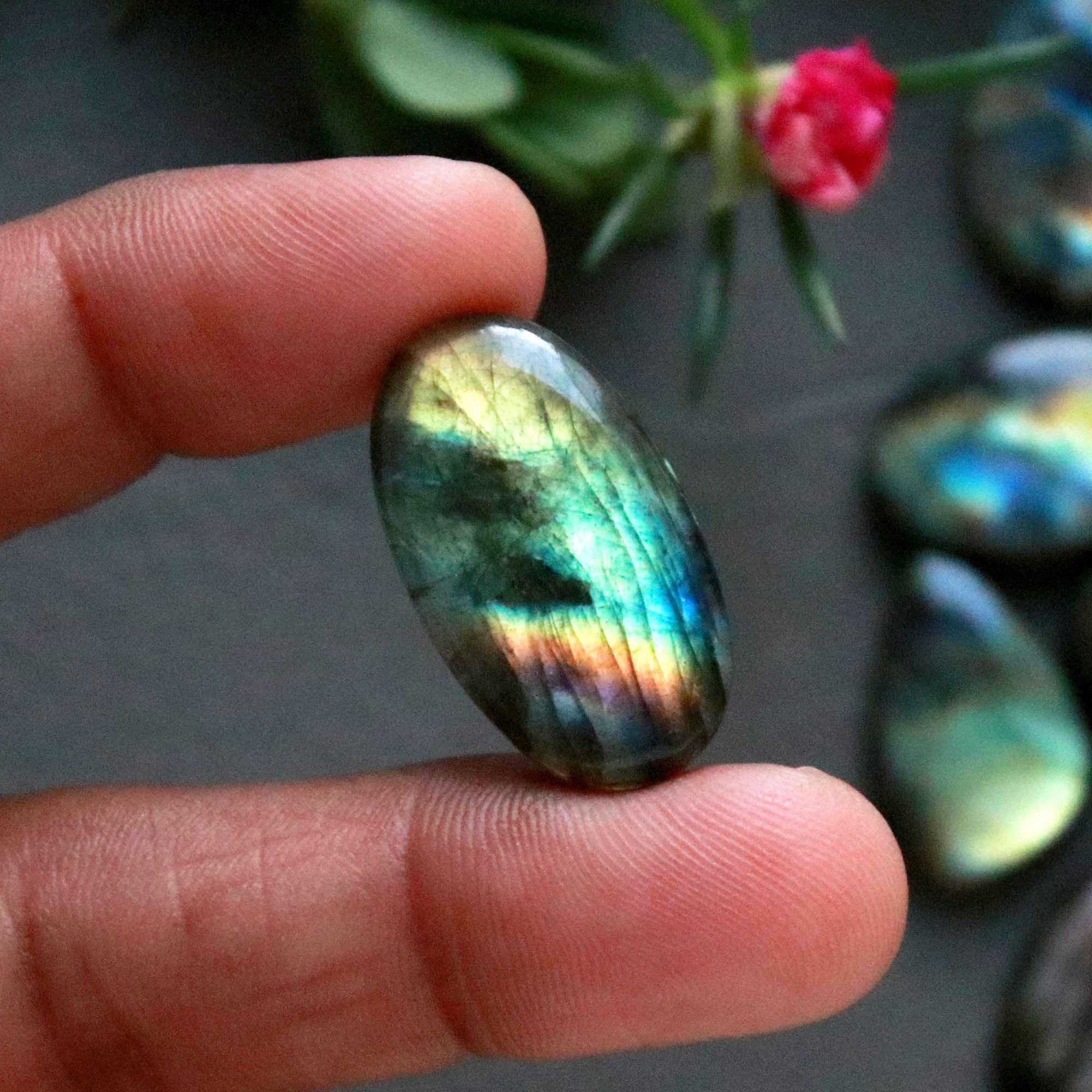20Pcs 209Ct Natural Labradorite Cabochon Loose Gemstone Lot Craft Supplies For Silver Jewelry Making For Women 25x14 15x10mm 16548