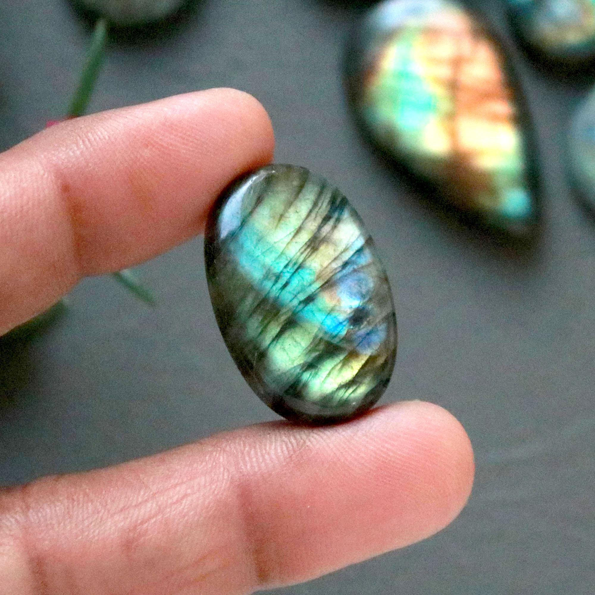 13Pcs 282Ct Natural Labradorite Cabochon Loose Gemstone Lot Craft Supplies For Silver Jewelry Making For Women 35x15 15x15mm 16549