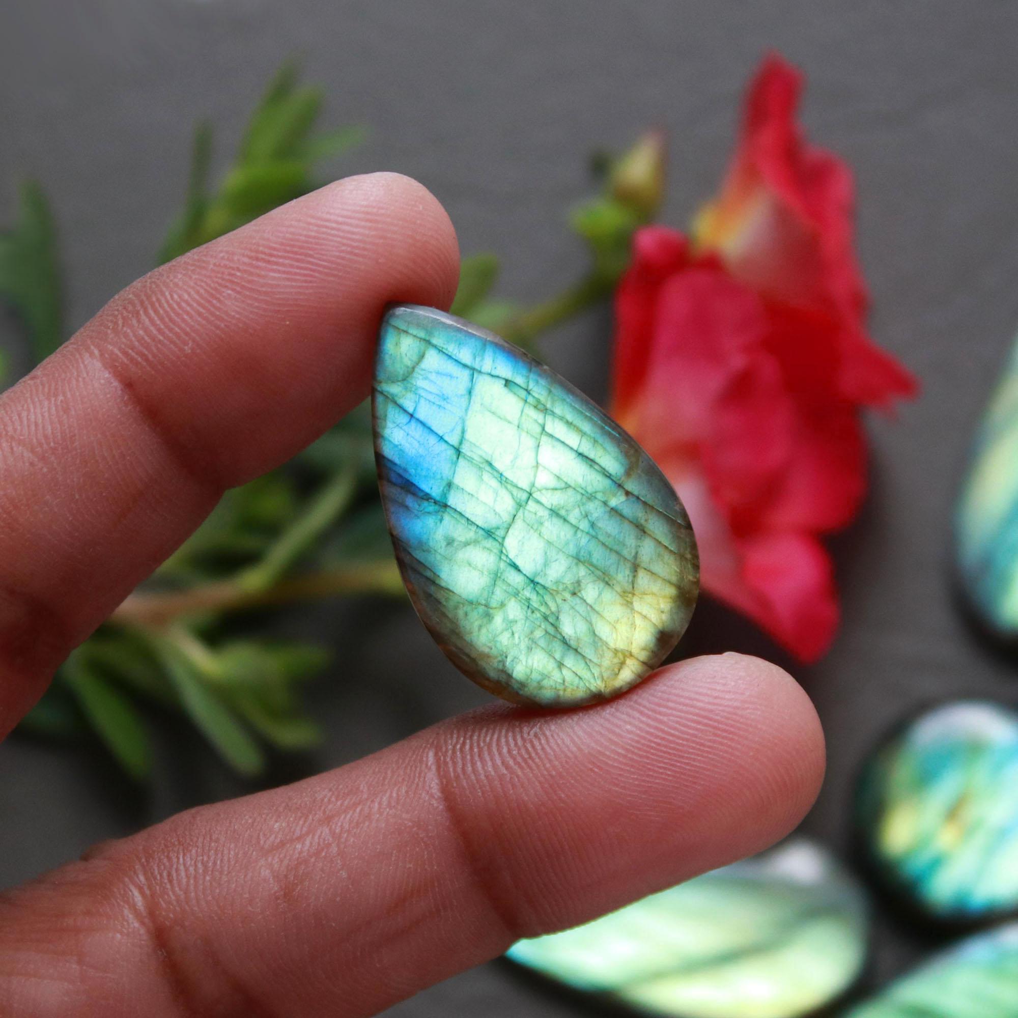 11Pcs 222Ct Natural Labradorite Cabochon Loose Gemstone Lot Craft Supplies For Silver Jewelry Making For Women 33x16 17x17mm 16554