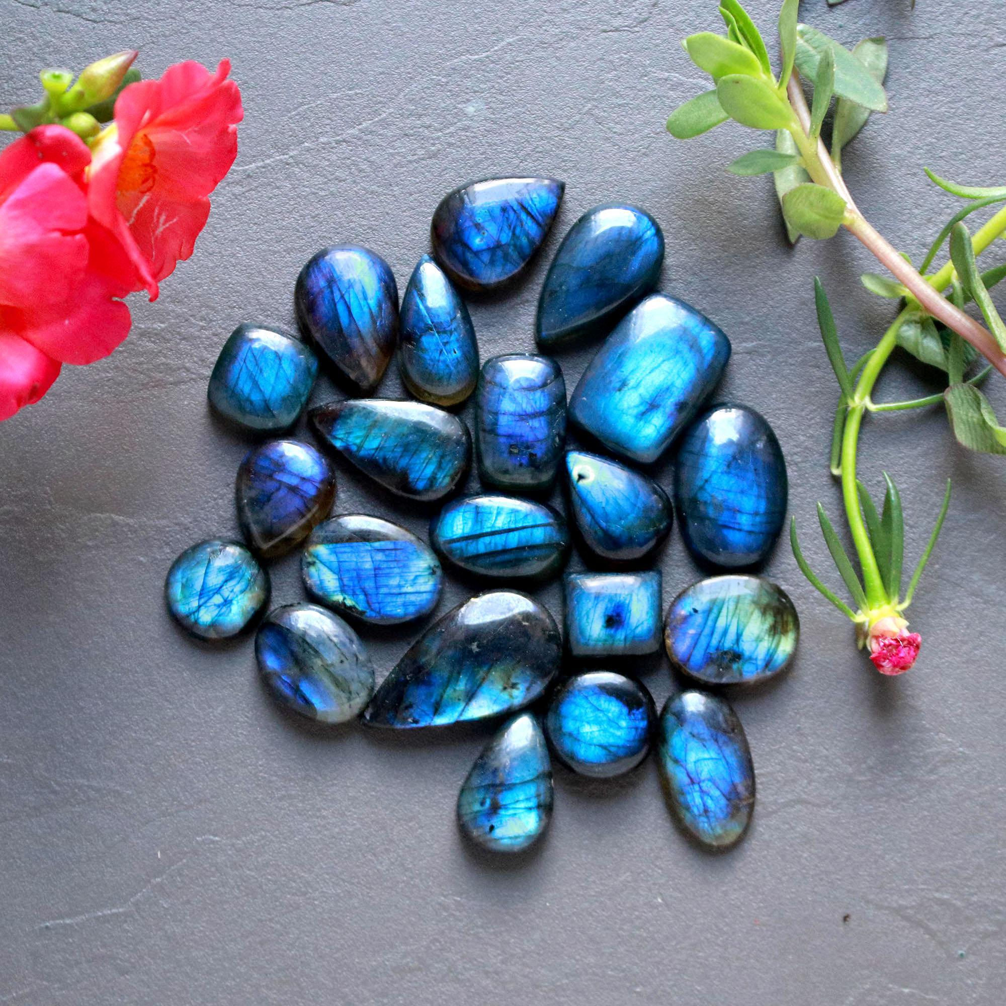 21Pcs 262Ct Natural Labradorite Cabochon Loose Gemstone Lot Craft Supplies For Silver Jewelry Making For Women 26x14 11x10mm 16556