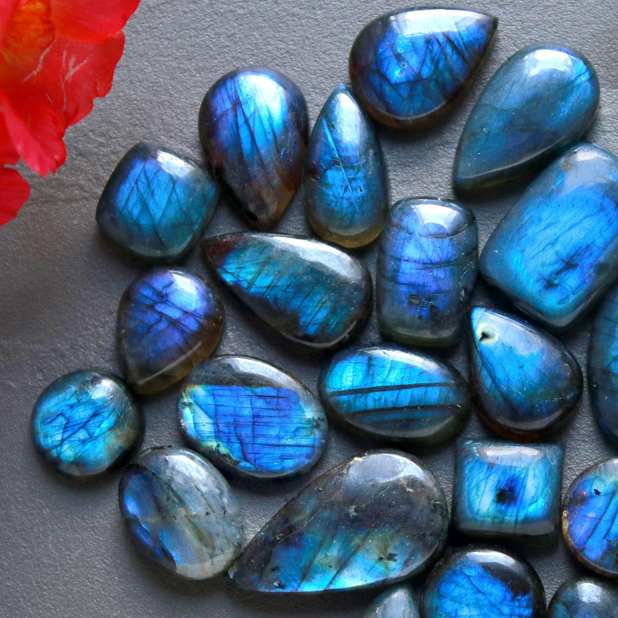 21Pcs 262Ct Natural Labradorite Cabochon Loose Gemstone Lot Craft Supplies For Silver Jewelry Making For Women 26x14 11x10mm 16556