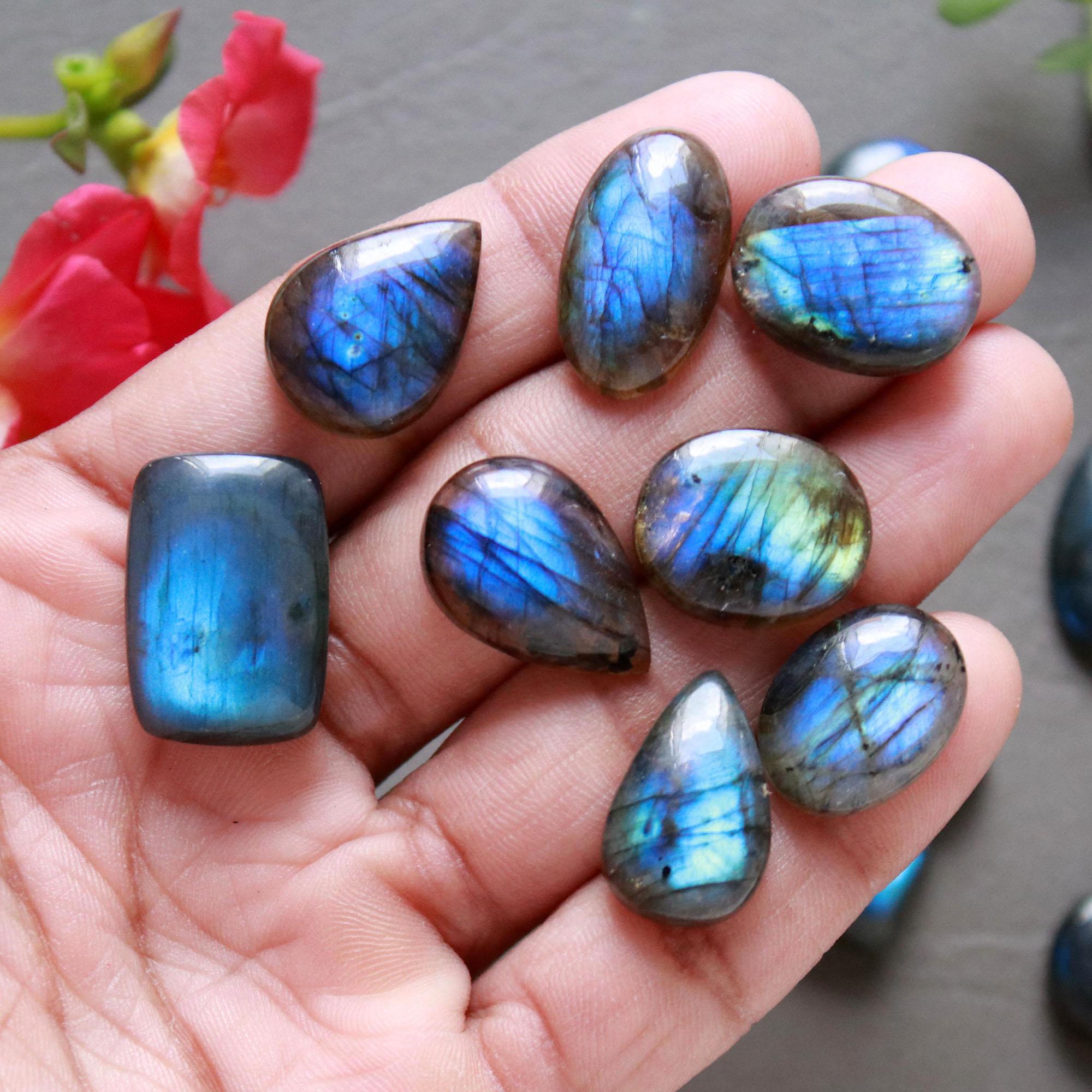 21Pcs 262Ct Natural Labradorite Cabochon Loose Gemstone Lot Craft Supplies For Silver Jewelry Making For Women 26x14 11x10mm 16556