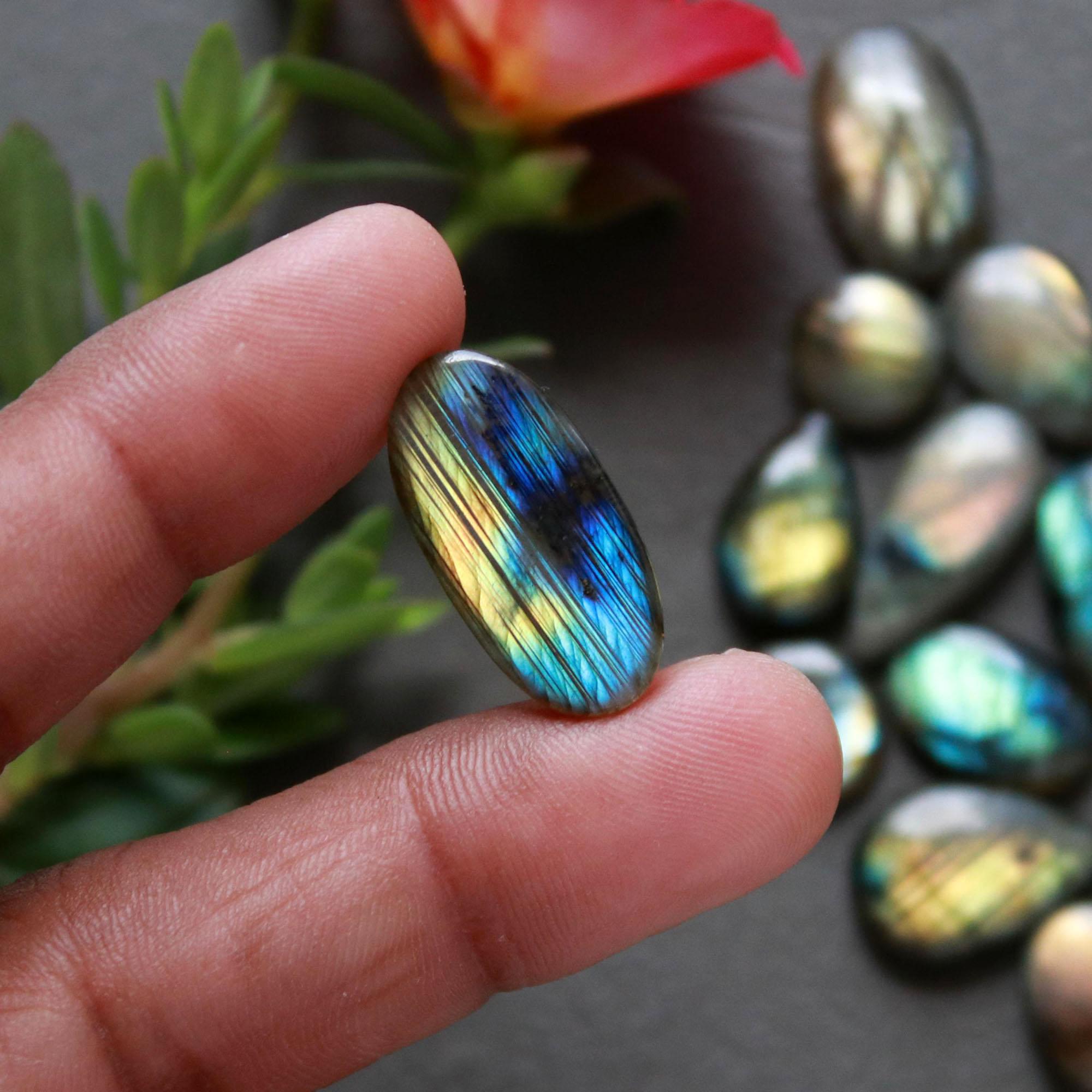 28Pcs 193Ct Natural Labradorite Cabochon Loose Gemstone Lot Craft Supplies For Silver Jewelry Making For Women 35x10 9x9mm 16557