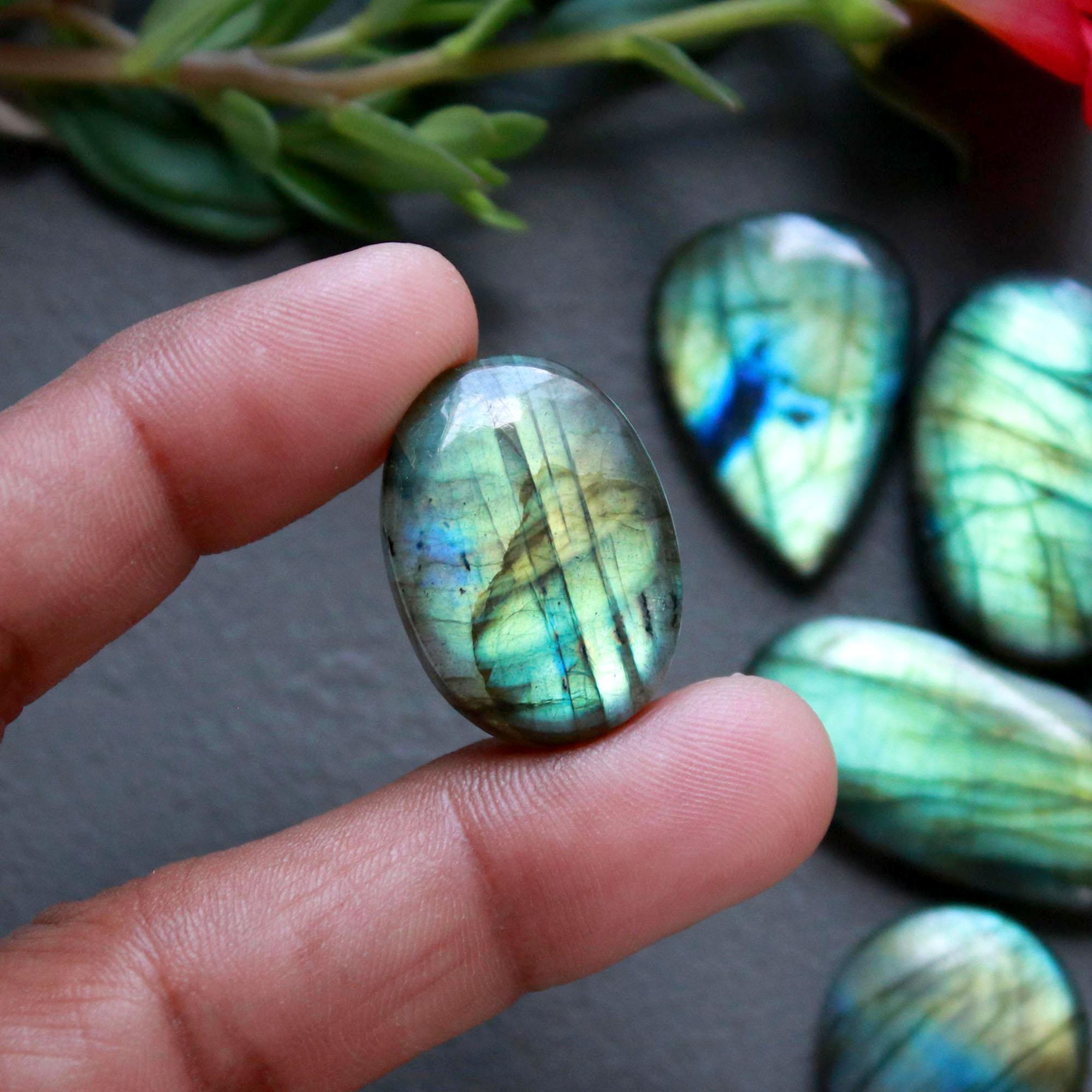 11Pcs 224Ct Natural Labradorite Cabochon Loose Gemstone Lot Craft Supplies For Silver Jewelry Making For Women 30x14 14x14mm 16558