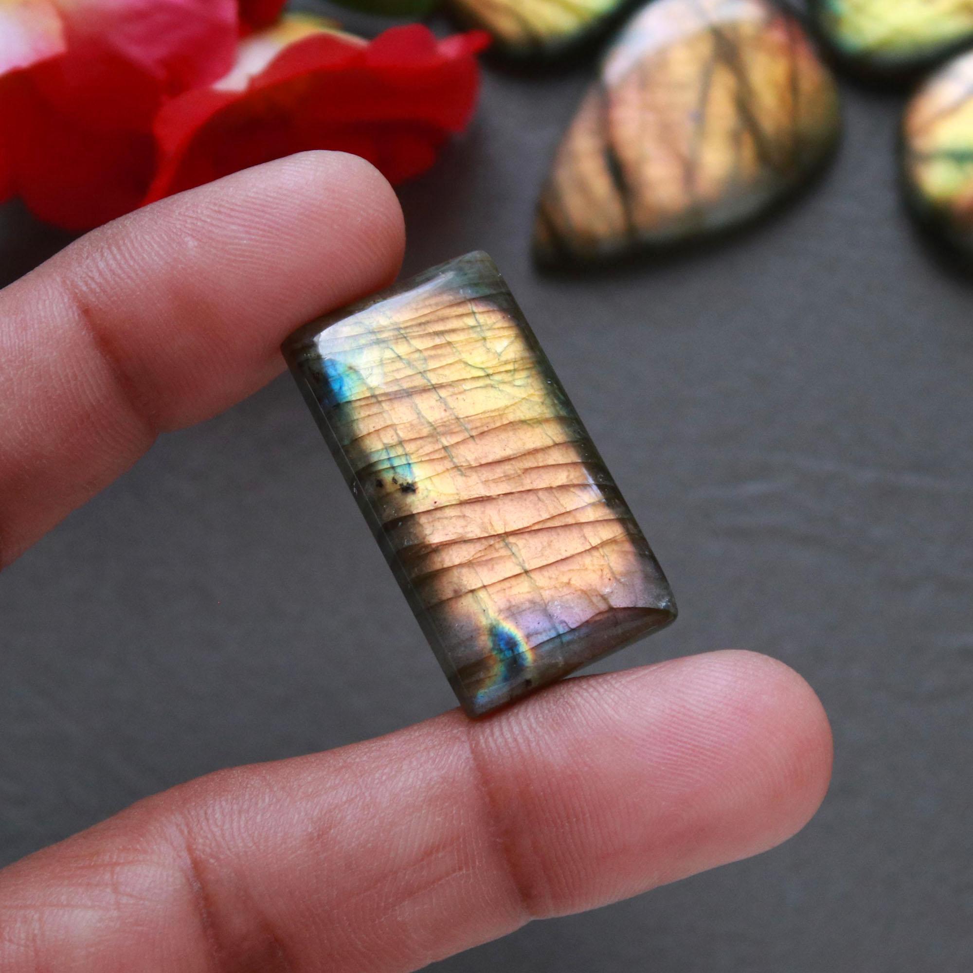 9Pcs 200Ct Natural Labradorite Cabochon Loose Gemstone Lot Craft Supplies For Silver Jewelry Making For Women 33x15 22x17mm 16561