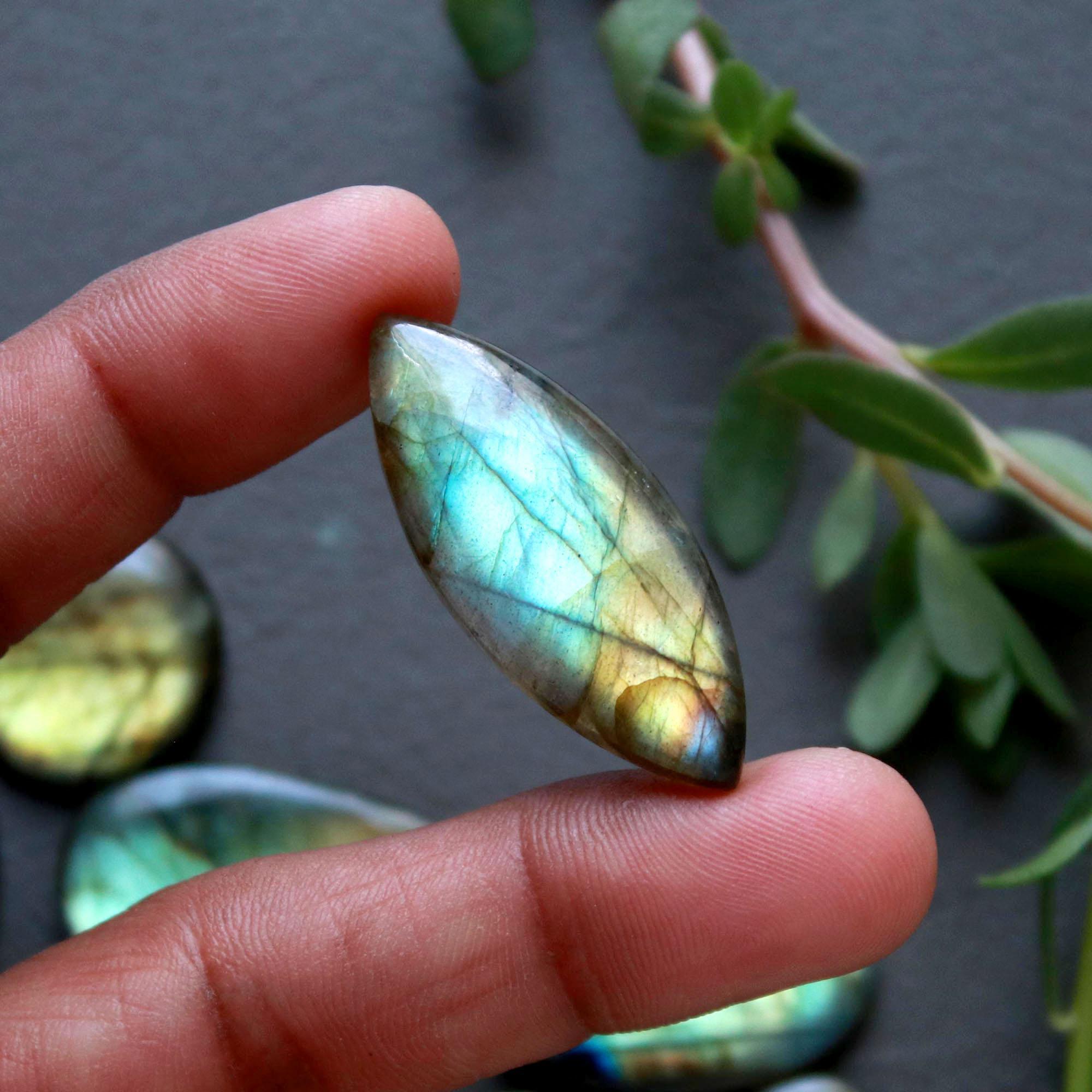 11Pcs 224Ct Natural Labradorite Cabochon Loose Gemstone Lot Craft Supplies For Silver Jewelry Making For Women 35x14 19x19mm 16562