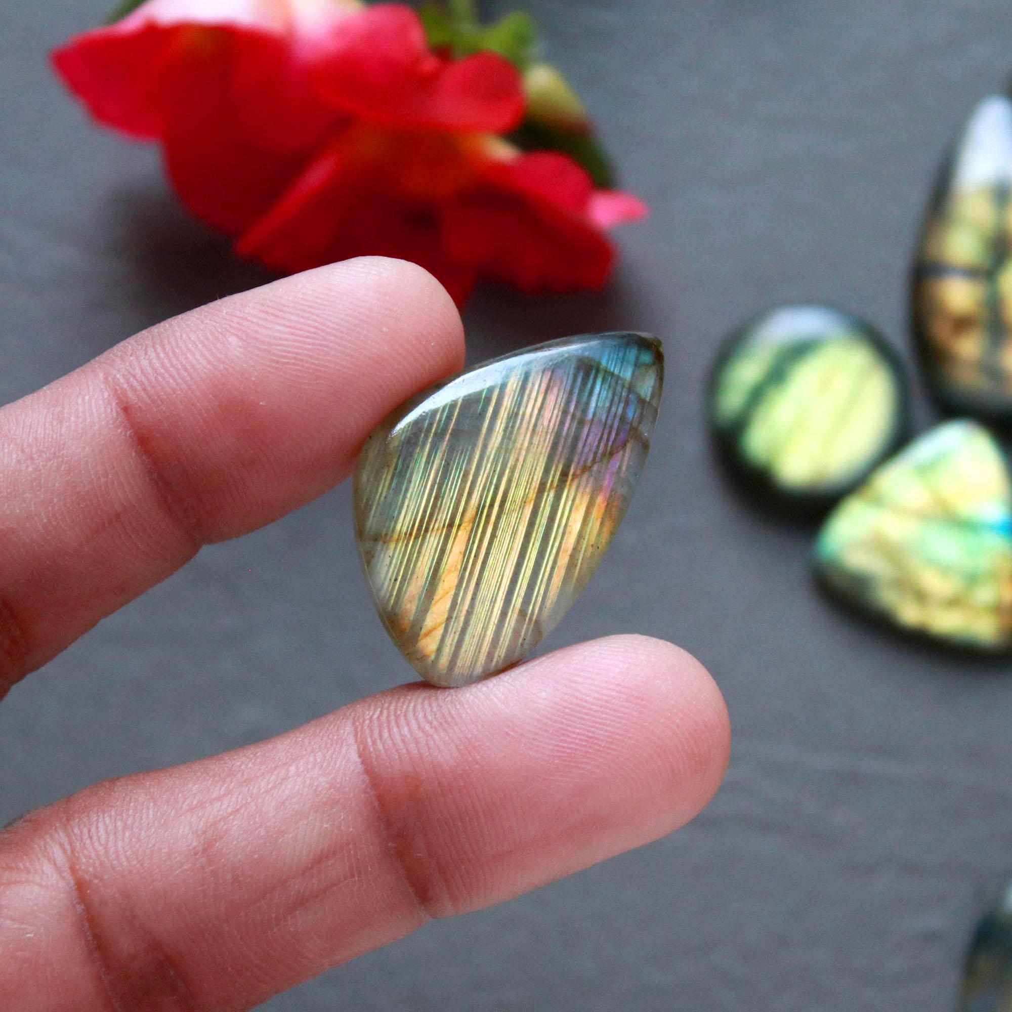 14Pcs 205Ct Natural Labradorite Cabochon Loose Gemstone Lot Craft Supplies For Silver Jewelry Making For Women 30x15 15x15mm 16565