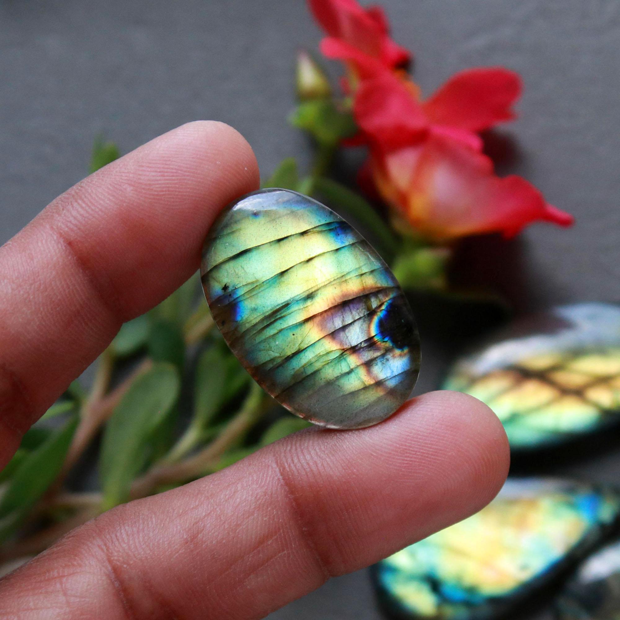 12Pcs 240Ct Natural Labradorite Cabochon Loose Gemstone Lot Craft Supplies For Silver Jewelry Making For Women 34x18 14x14mm 16567