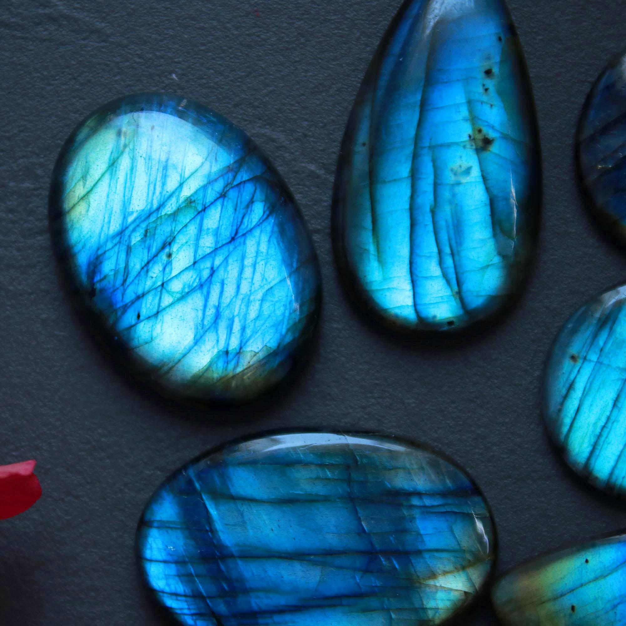 6Pcs 166Ct Natural Labradorite Mixed Shape Cabochon Loose Semi-Precious Multi Fire Crystal Gemstone Lot 35x18 20x20mm 16568