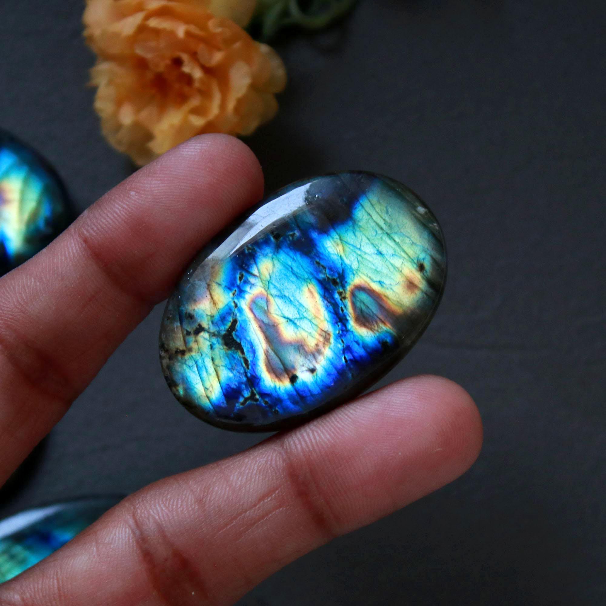 6Pcs 305Ct Natural Labradorite Mixed Shape Cabochon Loose Semi-Precious Multi Fire Crystal Gemstone Lot 42x30 27x27mm 16575