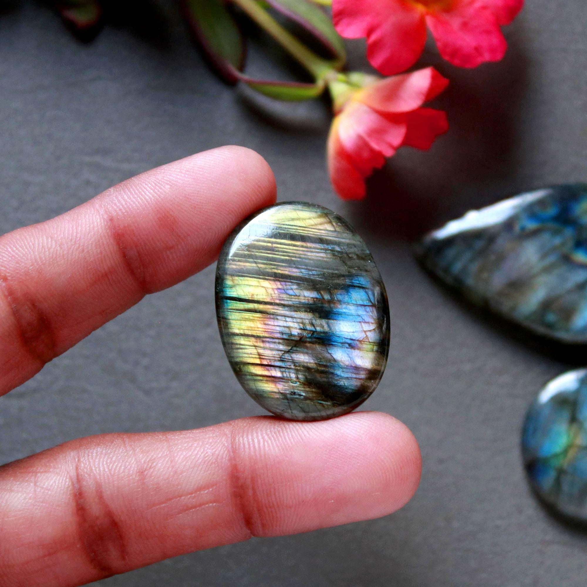 7Pcs 241Ct Natural Labradorite Mixed Shape Cabochon Loose Semi-Precious Multi Fire Crystal Gemstone Lot 34x34 21x21mm 16584